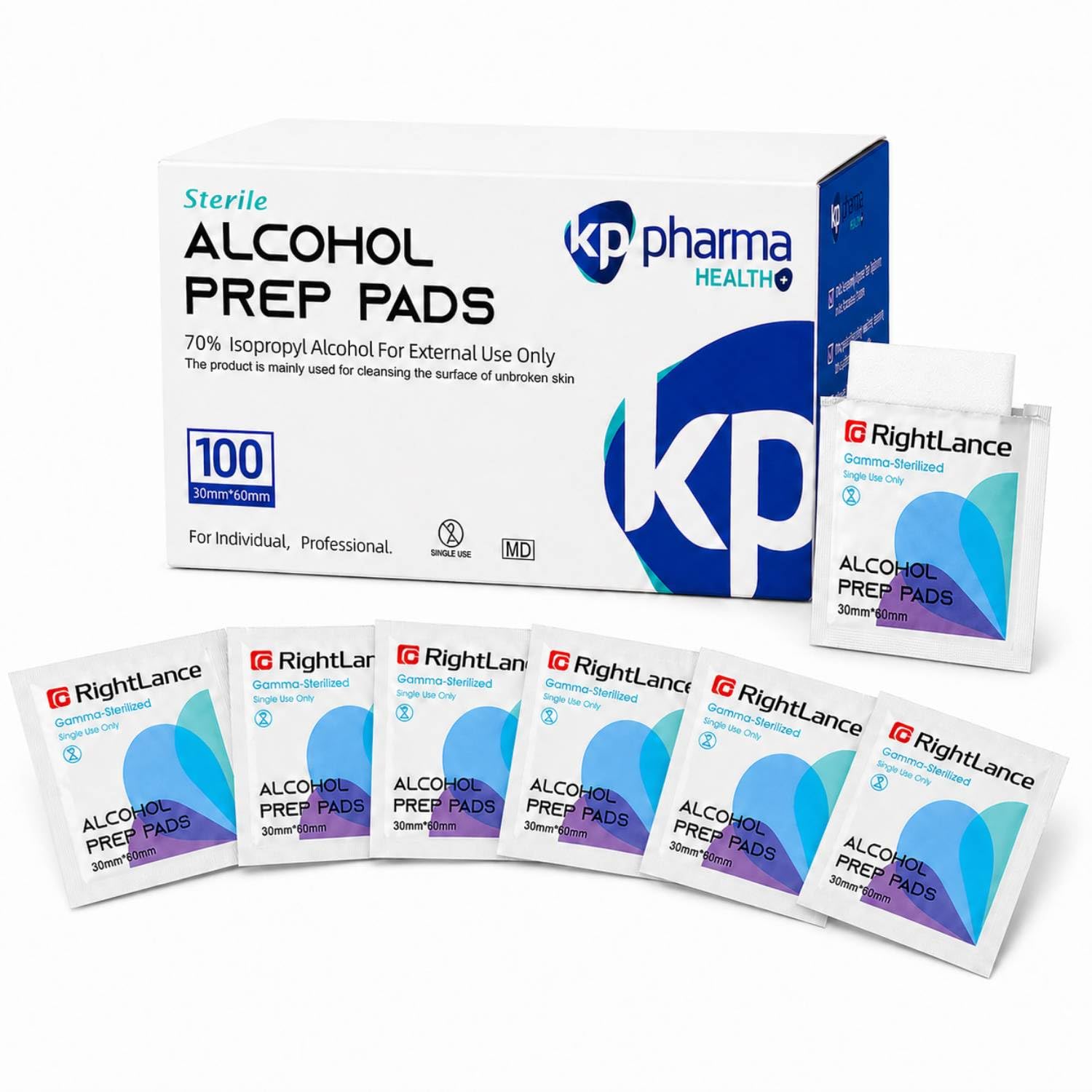 70% Isopropyl Alcohol Prep Pads – Sterile, Lint-Free, Quick-Drying, Individually Wrapped Antiseptic Pre-Injection Alcohol Wipes | Medical-Grade Disinfection for Skin & Surface Cleaning | 100 Pack