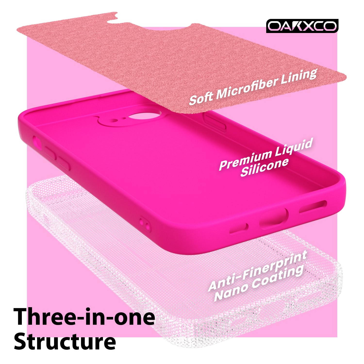 oakxco for iPhone 16 Pro Max Case Liquid Silicone, Soft Rubber Gel Elegant Aesthetic Basic Simple Cover, Cute Thin Slim TPU Matte Solid Color Plain Smooth Case for Women Girl, Light Pink — view 1733