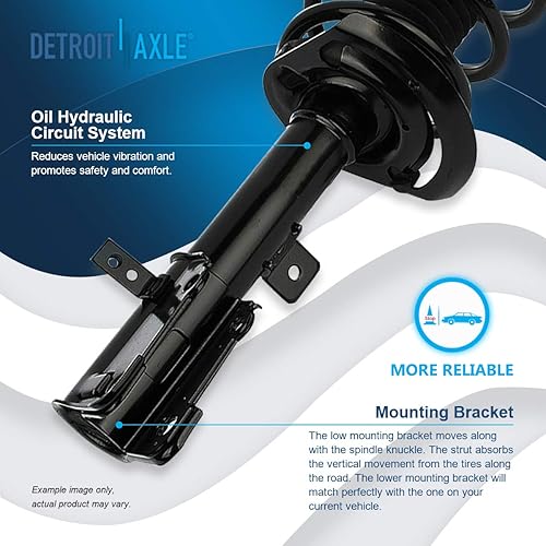 Miniatura 5 de Detroit Axle - Par (2) puntales delanteros de preparación rápida y resortes helicoidales + (2) eslabones de barra estabilizadora delantera de