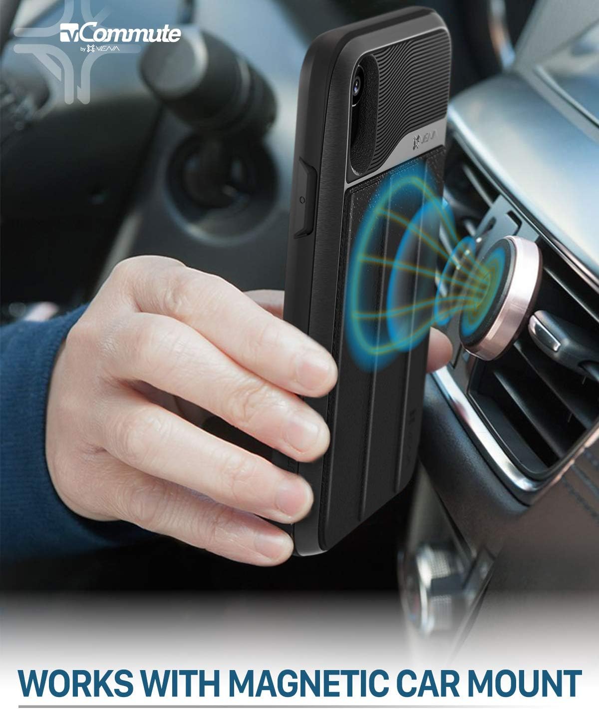 VENA iPhone XR Wallet Case, vCommute (Military Grade Drop Protection) Flip Leather Cover Card Slot Holder with Kickstand, Designed for Apple iPhone XR - Space Gray - Image 7