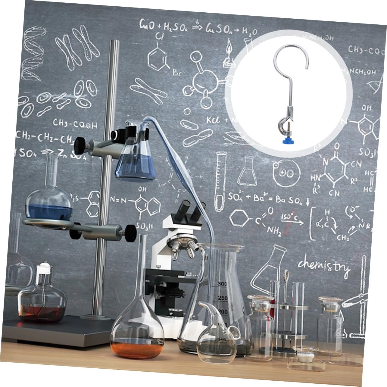 CHILDWEET Adjustable Flask Ring Support Stand Zinc Alloy Lab Fastener with Funnel Holder and Beaker Clamp for Stable Heating and Secure Laboratory Distillation Experiments