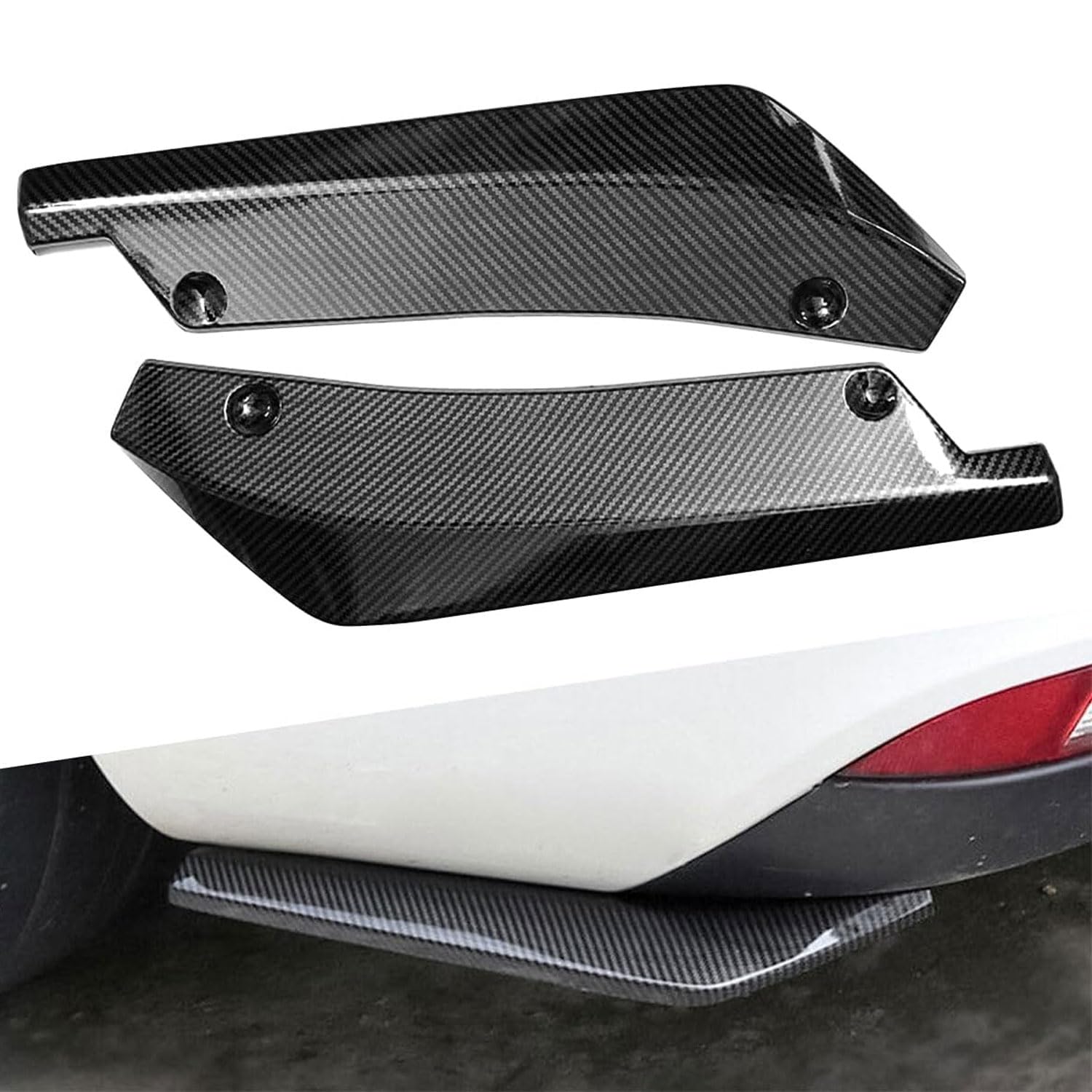 2 Pcs Car Rear Bumper Lip Spoiler for Suzuki Baleno I (WB) 2015-2018 2019 2020 2021 2022, Rear Corner Rear Llip Diffuser Spoiler Side Fin Scratch Protector Car Accessories,Carbon Fiber