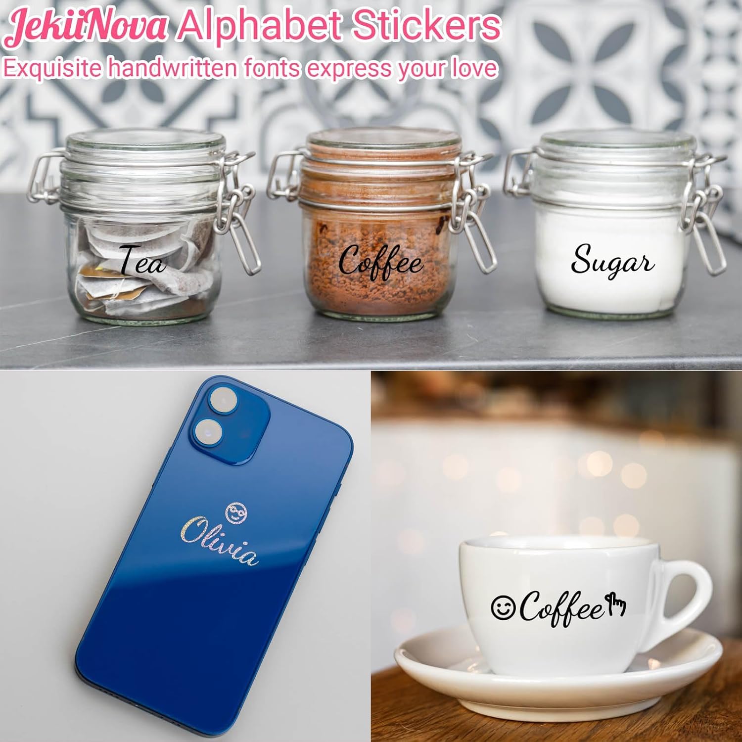 1730 Alphabet Letter Stickers - 10 Sheets Self Adhesive Upgraded Cute Handwriting Vinyl Stickers for DIY Crafts Art Making Cards Notebook Decor