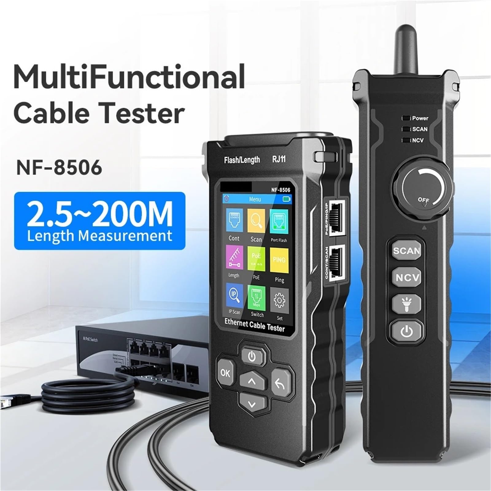 Tester for cavi Ethernet con test PING/scansione IP for di rete RJ45 RJ11 Tracker for Strumenti