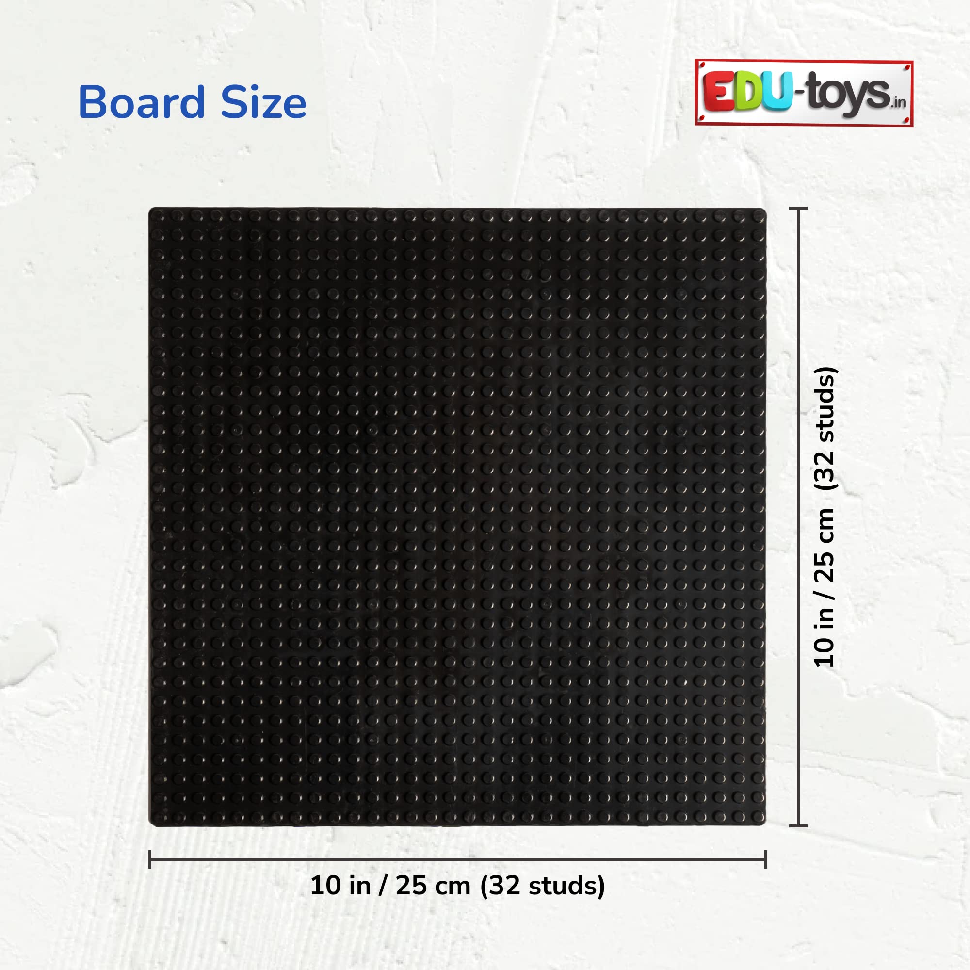 Edu Toys Base Plastic Plate Board 32 x 32 Pegs/Dots for Classic Building Blocks Bricks Compatible with All Brands - Black 1