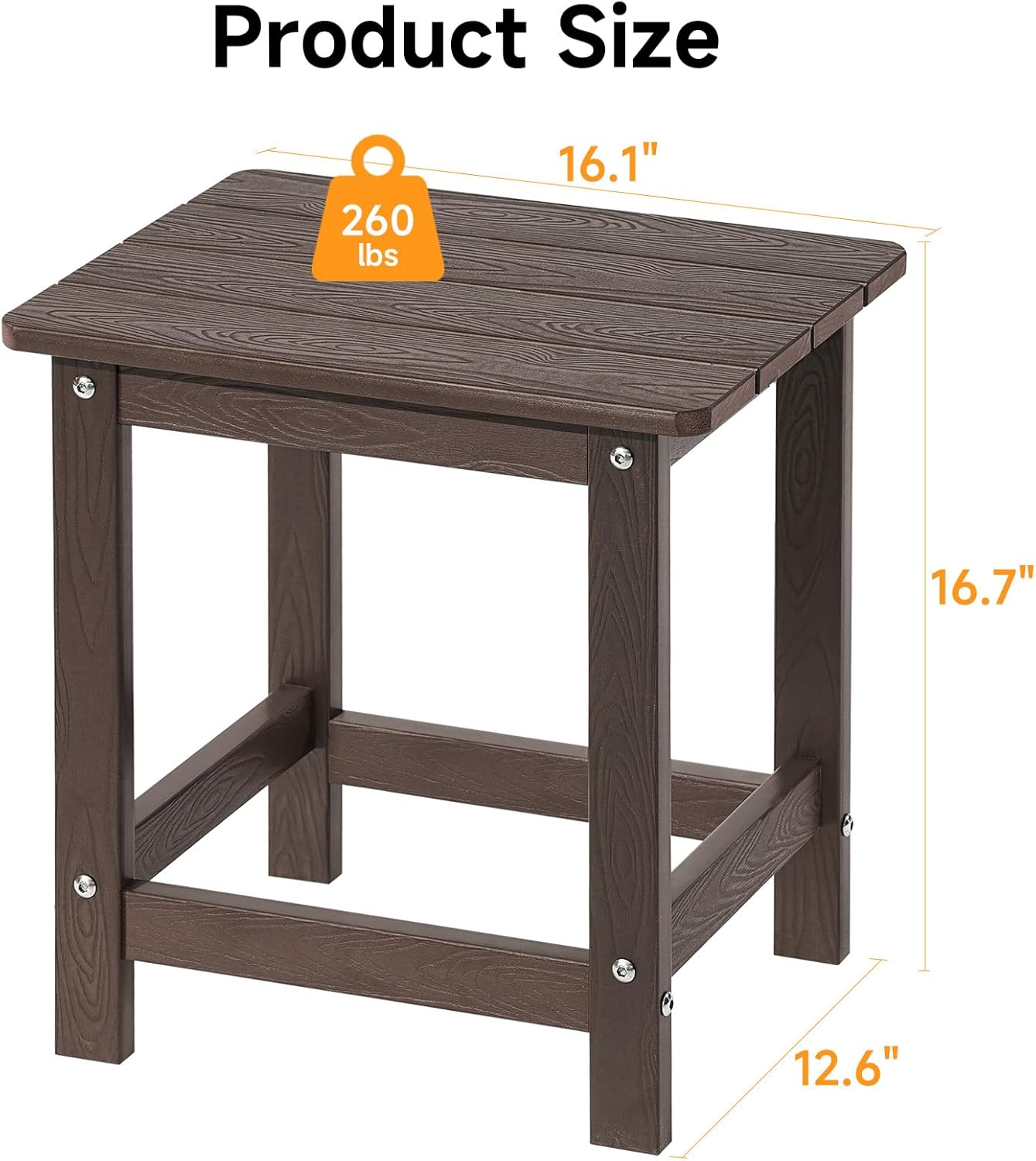 ONBRILL Outdoor Side Table Set of 2, Adirondack Small End Table, Indoor & Outdoor Use, HDPS Weather Resistant/Easy Maintenance for Patio, Pool, Deck, Porch, Garden, Shower, Outside- (2, Coffee)