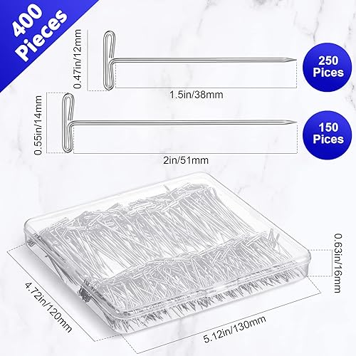 Miniatura 3 de 400 alfileres de peluca chapados en acero en forma de T para coser, bloquear, tejer, 2 pulgadas, 1.5 pulgadas