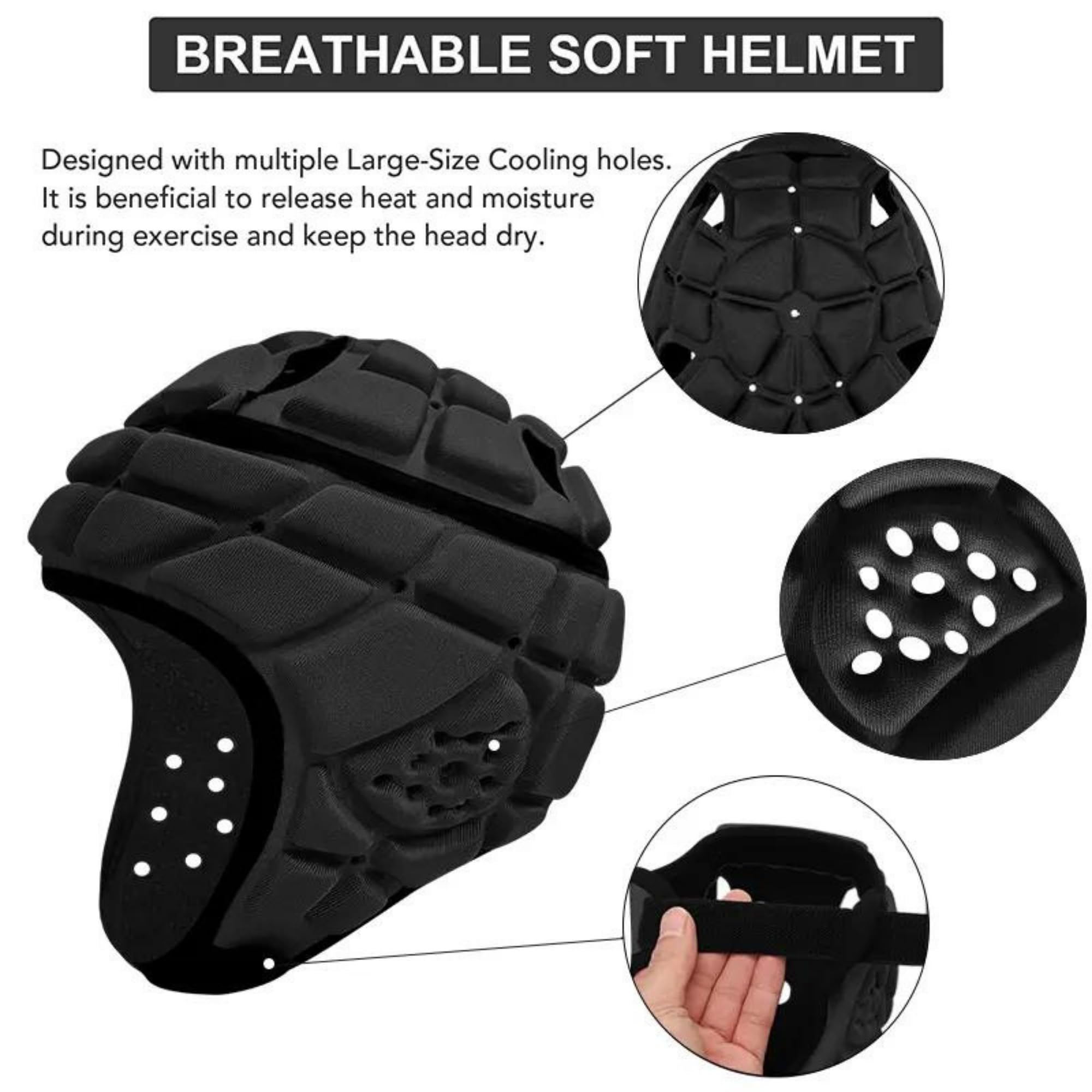 Great Call Athletics Flag Football Helmet Pro Rugby Scrum Cap Padded Headgear Adjustable Adult Youth Red Black Head Protector (Red, Large)