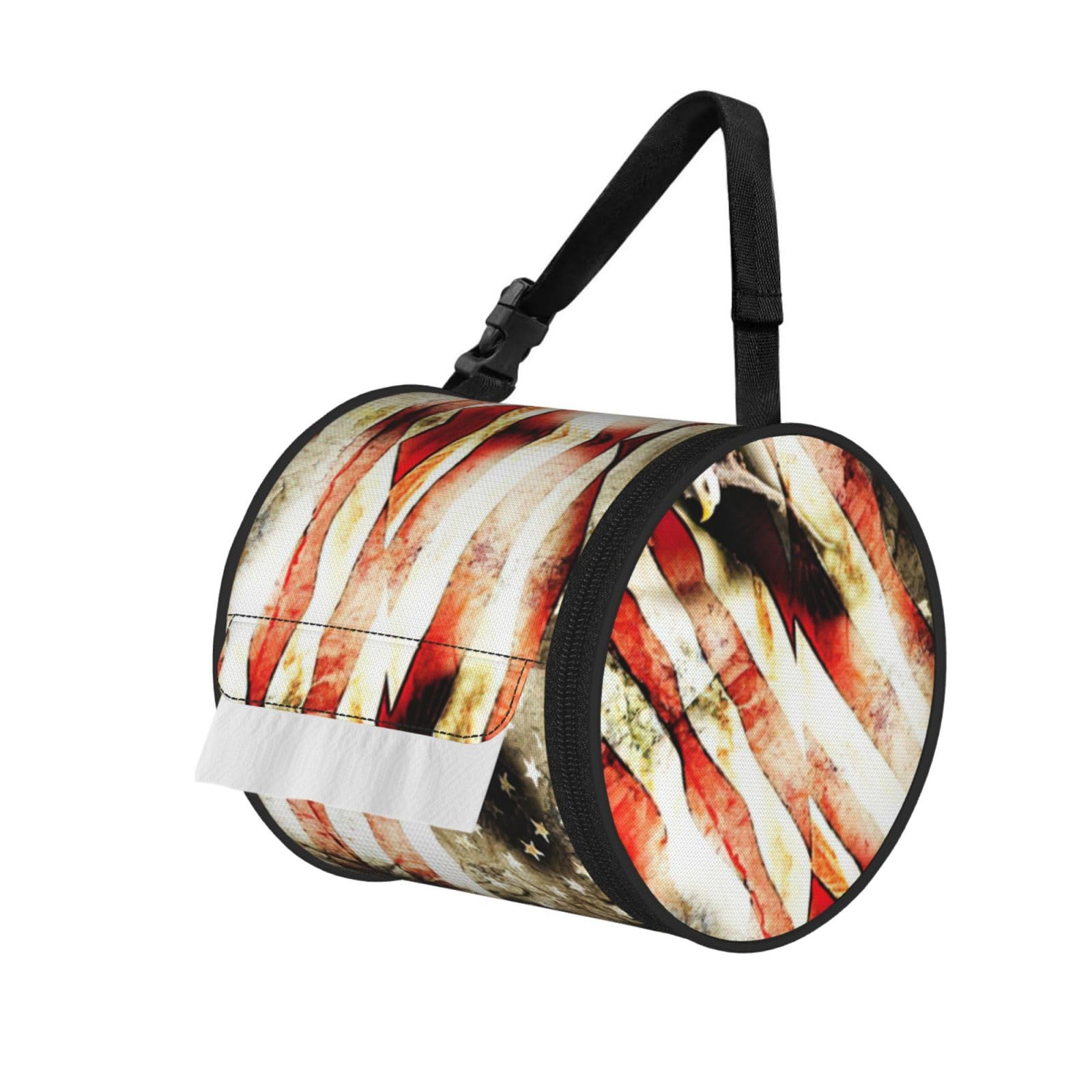 American Flag Fly Eagle Printed Toilet Paper Holder Bag, Adjustable Strap Roll Paper Organizer for Car Kitchen Outdoor
