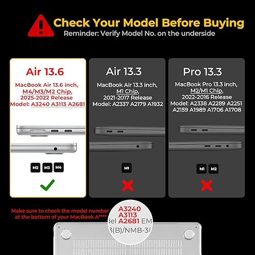 Miniatura 2 de EooCoo Funda compatible con MacBook Air de 13 pulgadas 2026 2025-2022 M4 M3 M2 modelo A3240 A3113 A2681, Mac Air de 13.6 pulgadas, carcasa rígida