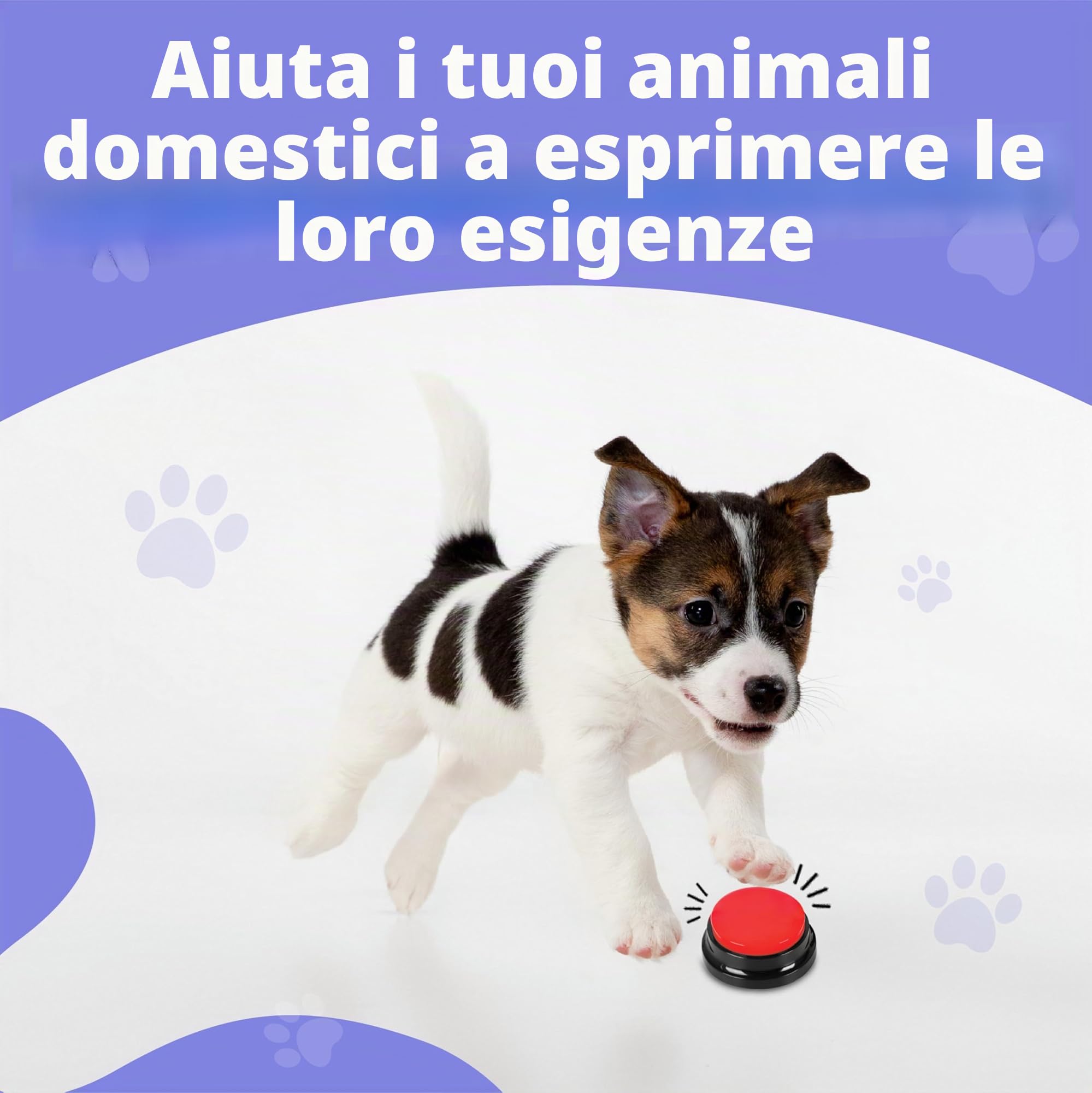 SUHSAI cicalini registrabili per Animali Domestici Buzzer per Cane con Funzione di Registrazione di 30secondi Strumento di Comunicazione per Animali Pulsante per Cani e Gatti-Confezione da 4