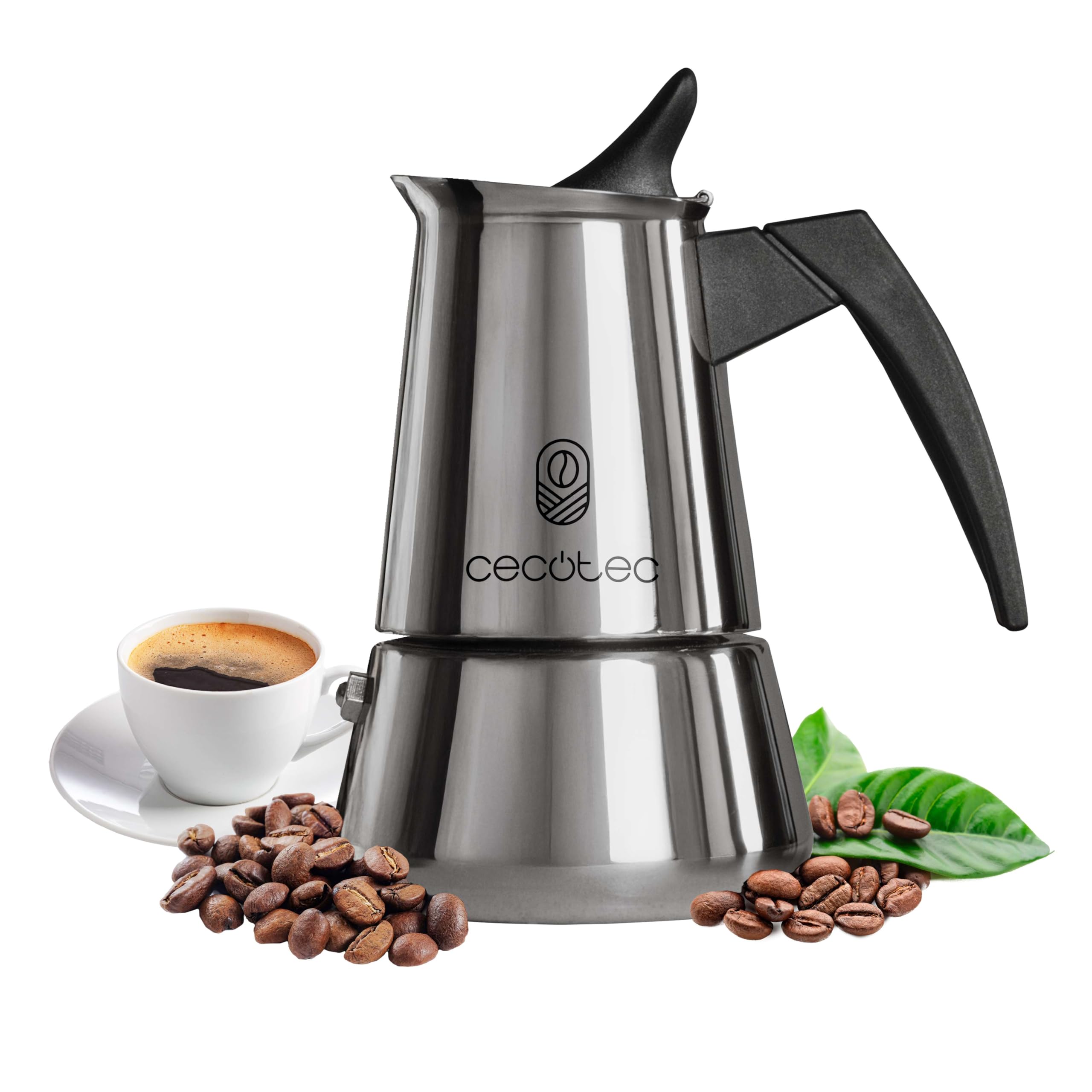 Cecotec Piccolina 900, cafetière italienne, 10 tasses, acier inoxydable
