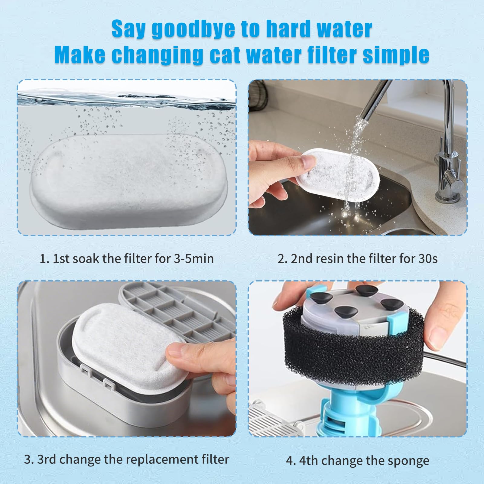 12Pcs Cat Fountain Filters, Cat Water Filters Replacement, 6Pcs Activated Carbon Filter And 6Pcs Foam Filter - Image 3