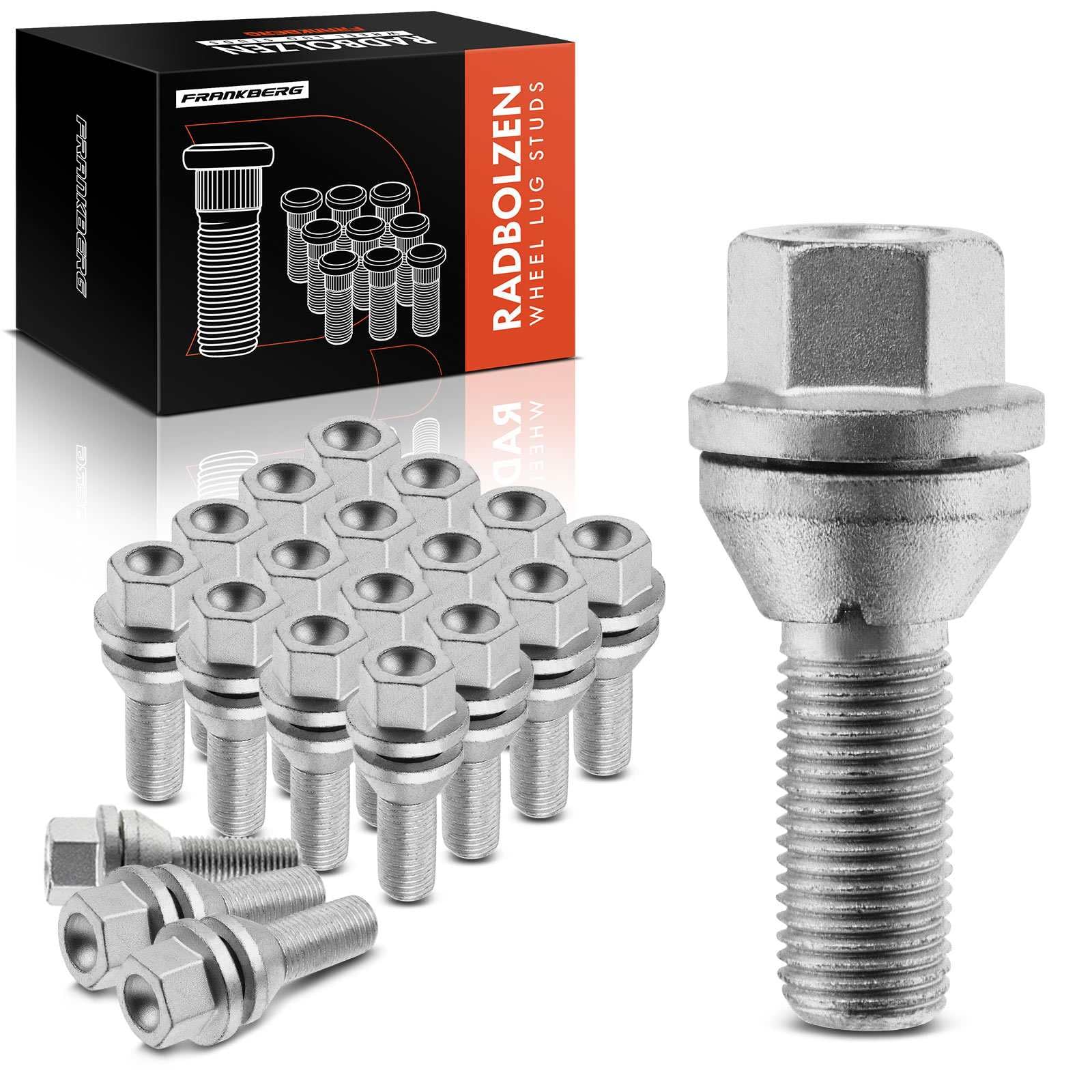 Frankberg 20x Perno de rueda Tornillo de rueda Compatible con S60 I 384 II 134 S80 I 184 TS XY S80 II 124 V60 I 155 157 225 227 1998-Hoy 31423735