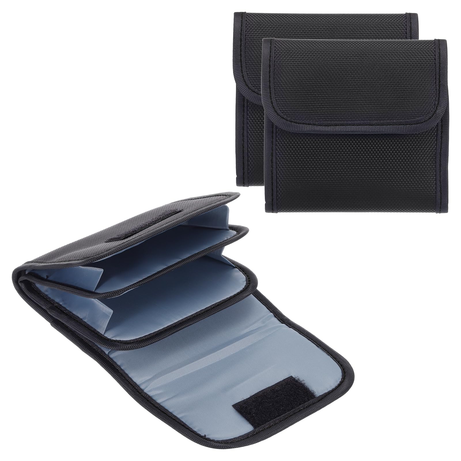 PATIKIL 2 Pcs Lens Filter Case, 3-Pocket Portable Camera Filter Pouch with Belt Loop, Black, 2 Pack