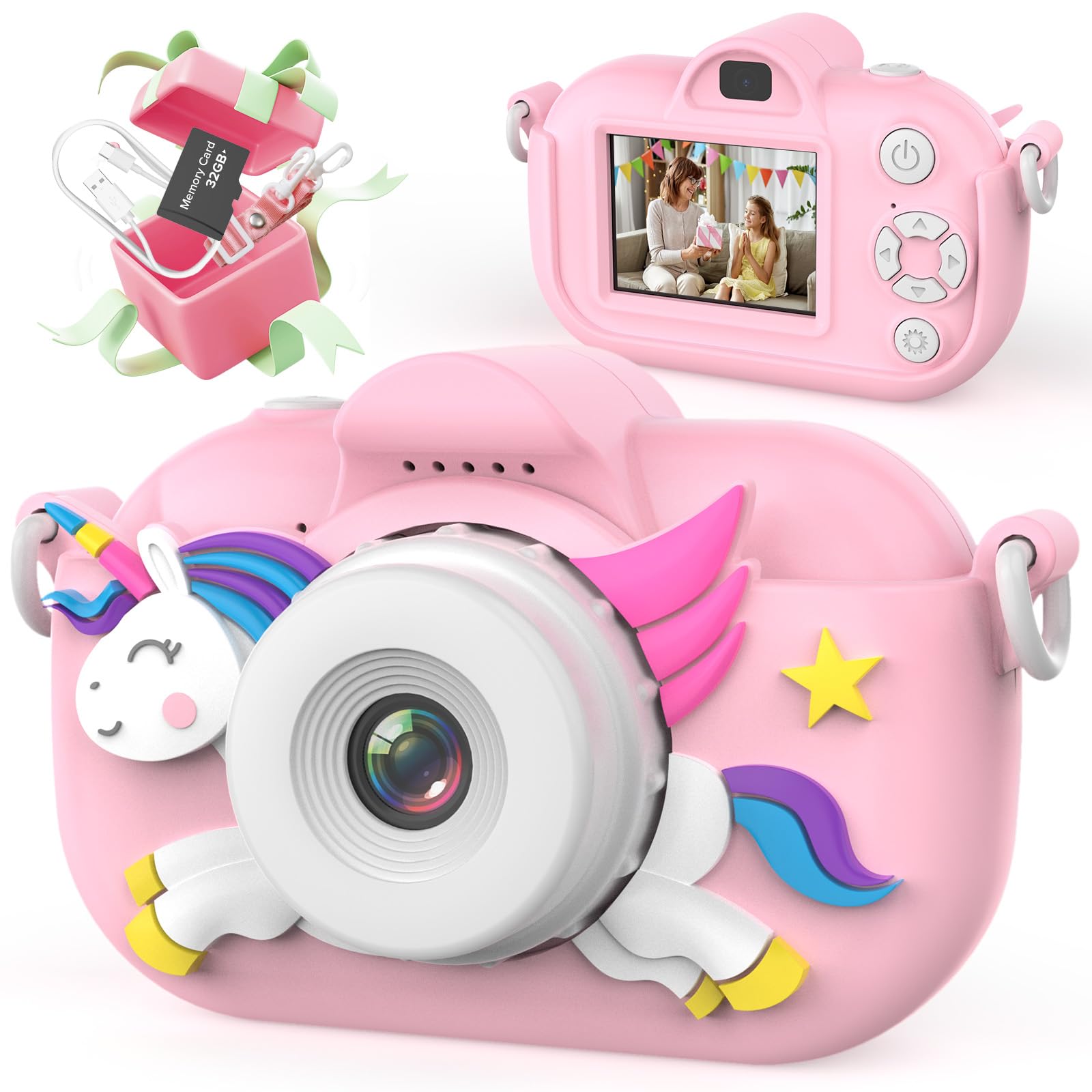 ENGUNS Kids Camera for Girls Toddlers, 3-12 Year Old Girl Gifts Toys, HD Digital Toddler Camera for Kids, Christmas Birthday Gifts Kid Camera Toys for