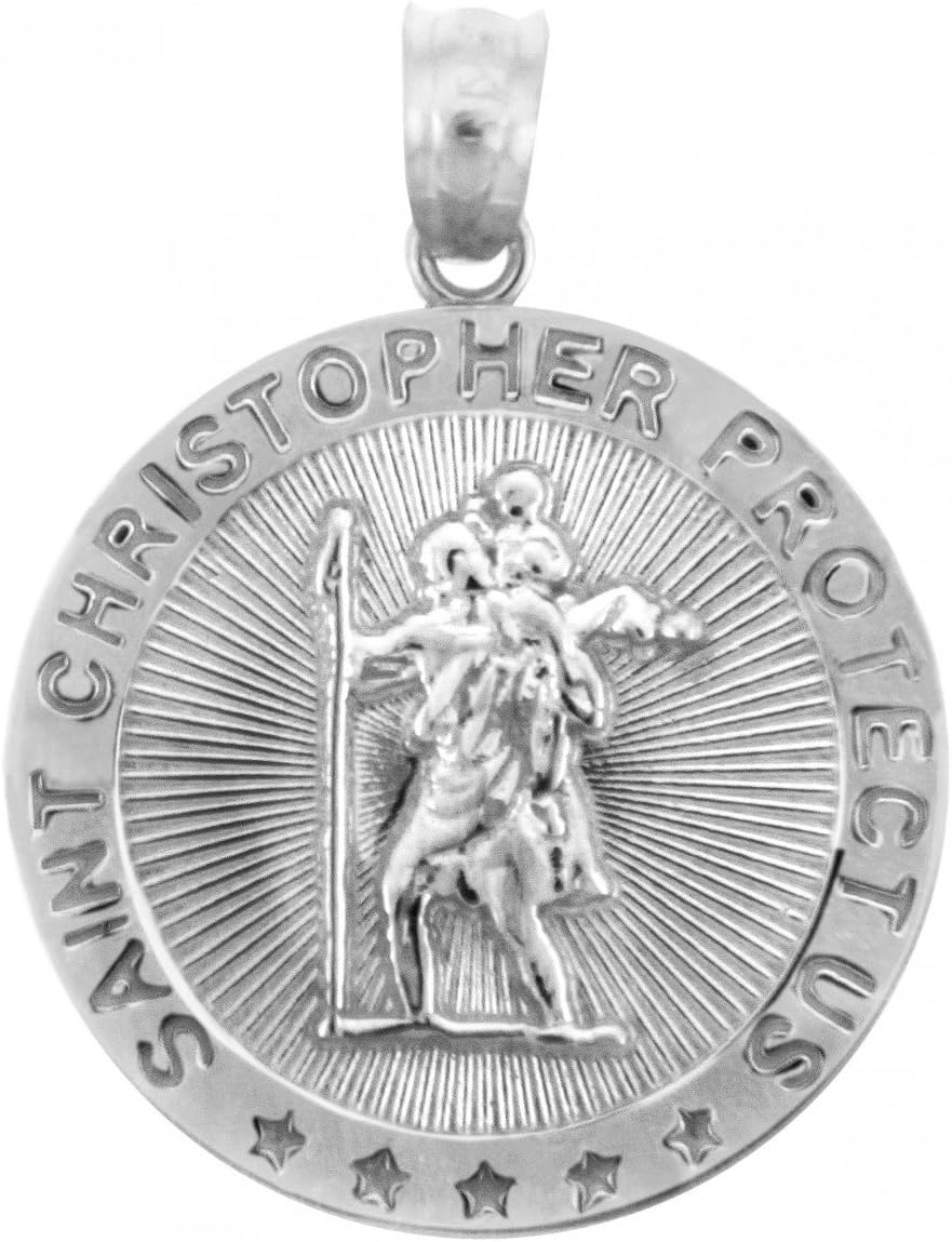 Claddagh Gold 925 Sterling Silver St Christopher Medal Catholic Charm Traveler Protection Pendant