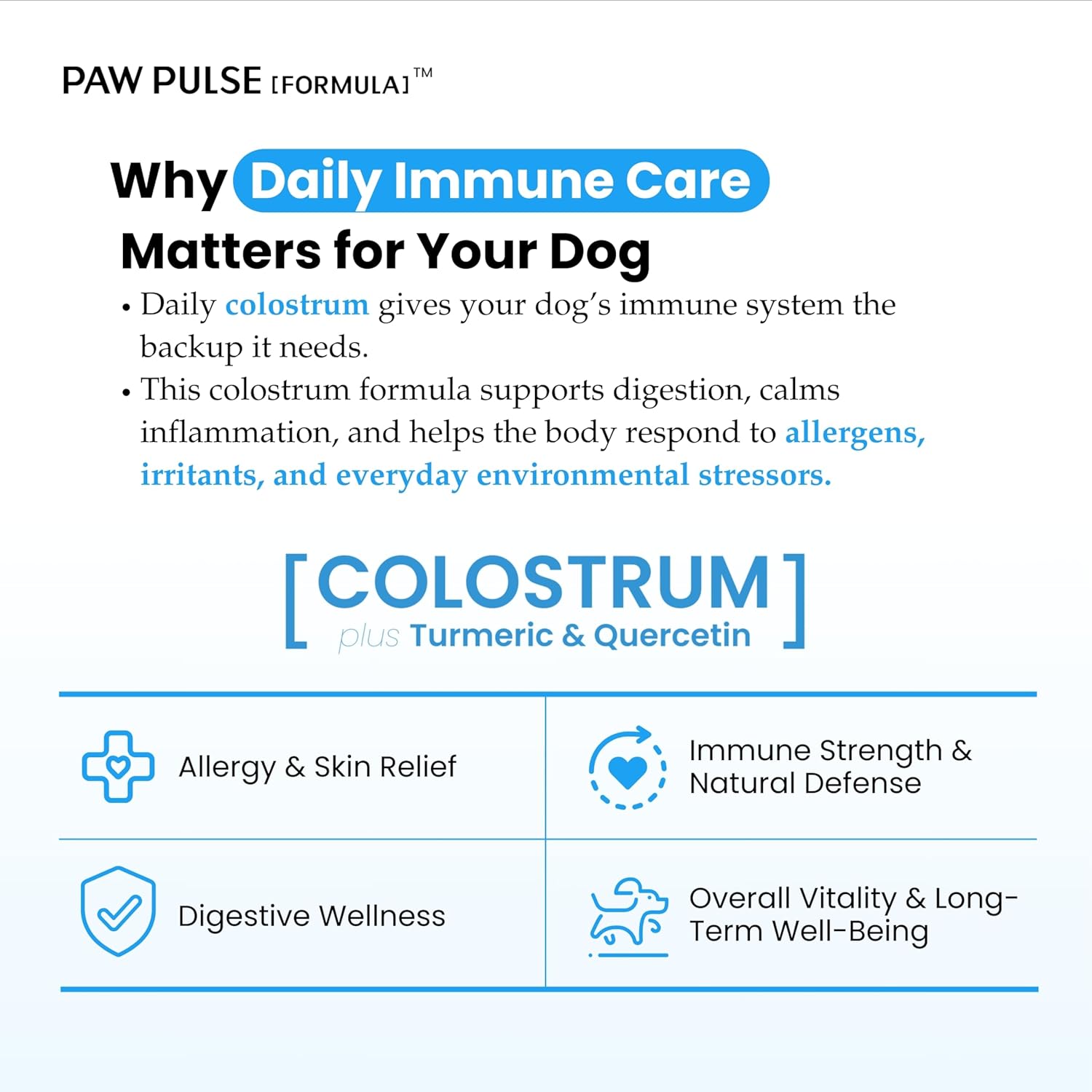 PAWPULSE FORMULA Colostrum Powder for Dogs with High IgG, Immune & Gut Support, Seasonal Allergy & Skin Health, Additive-Free Milk Replacement Supplement, Clean & Natural Pet Nutrition, 2.12 oz