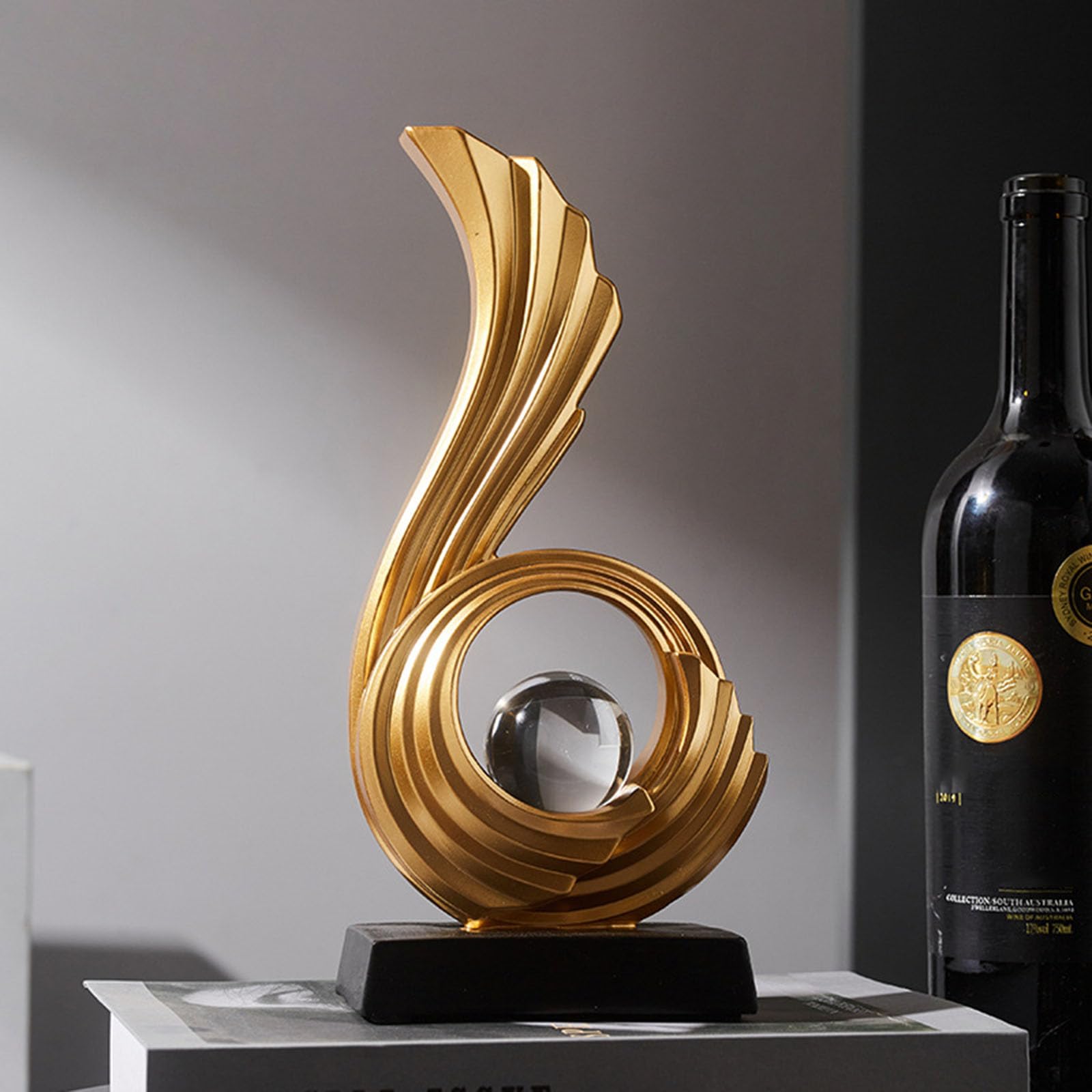 Skulptur Deko, Abstrakte Kunst Statue, Dekoration Wohnzimmer, Schlafzimmer Deko, Modern Wohnung Dekoartikel Skulpturen,Golden j