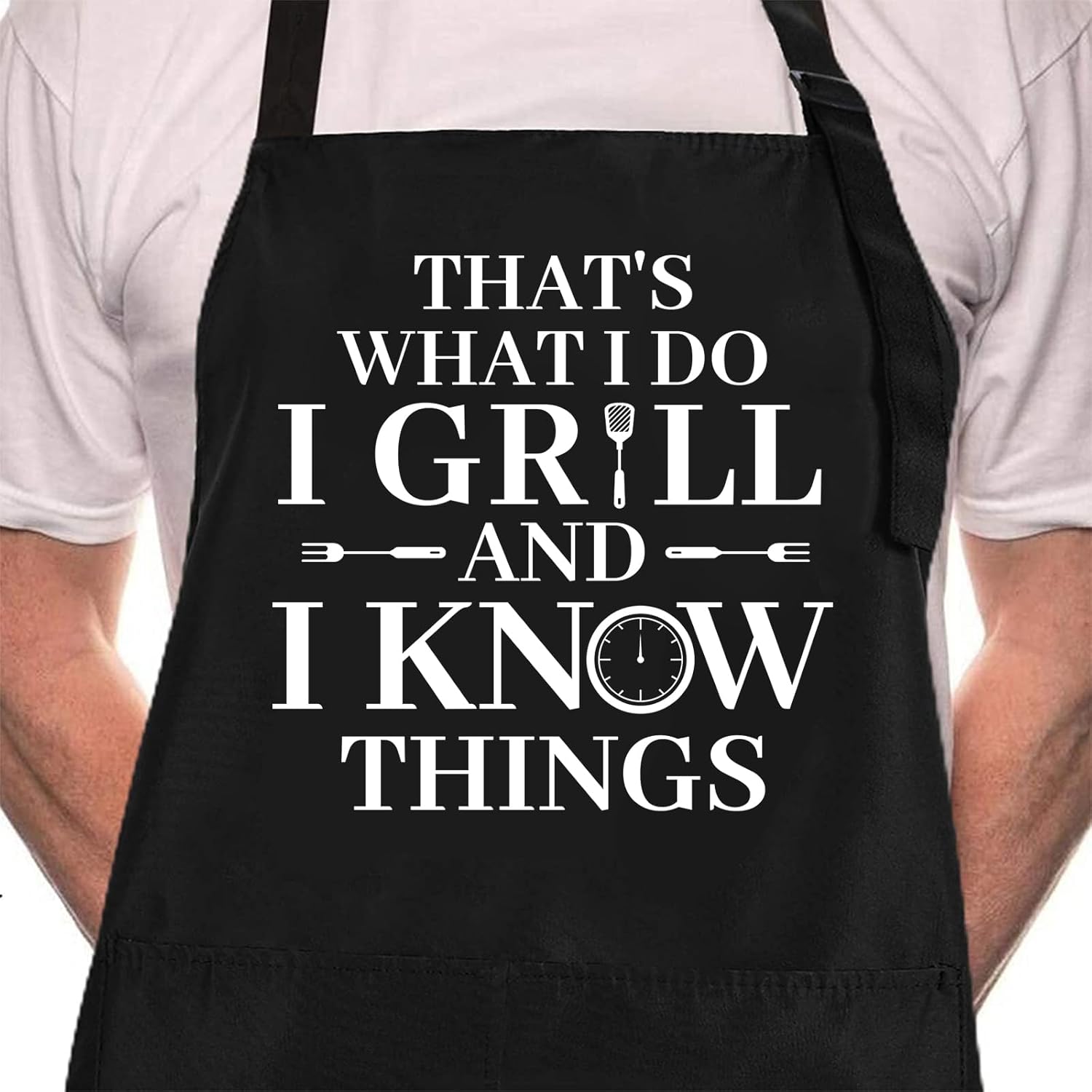 ZOORON Funny Cooking Chef Apron with Pockets BBQ Kitchen Work Aprons Birthday Father’s Day Grilling Gifts for Dad, Husband