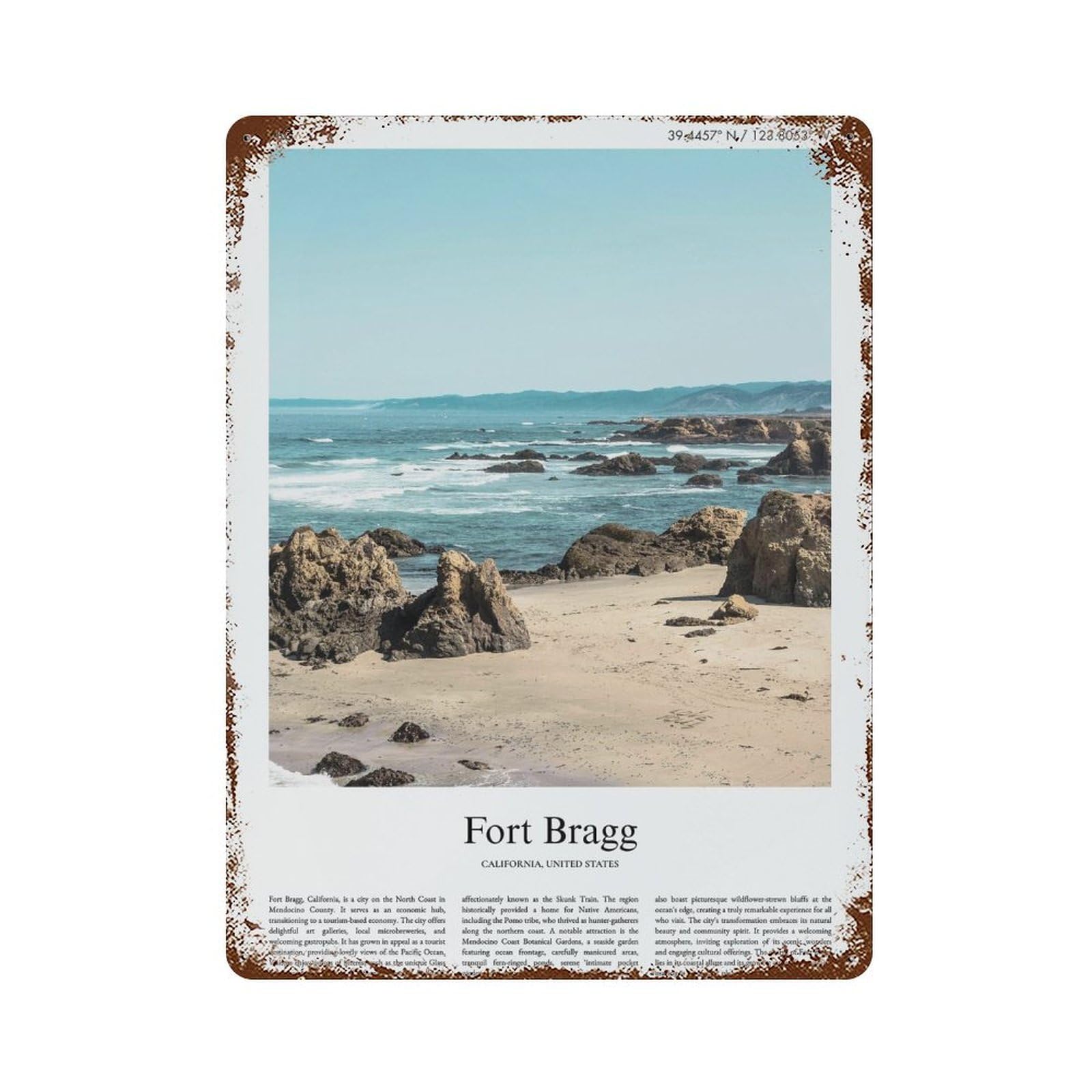 xiaoxiaoshen Fort Bragg California City Scenery Wall Decor Art Metal Tin Poster Modern Home Decor Art Home Bar Shop Decorations Vintage Sign 40x30cm