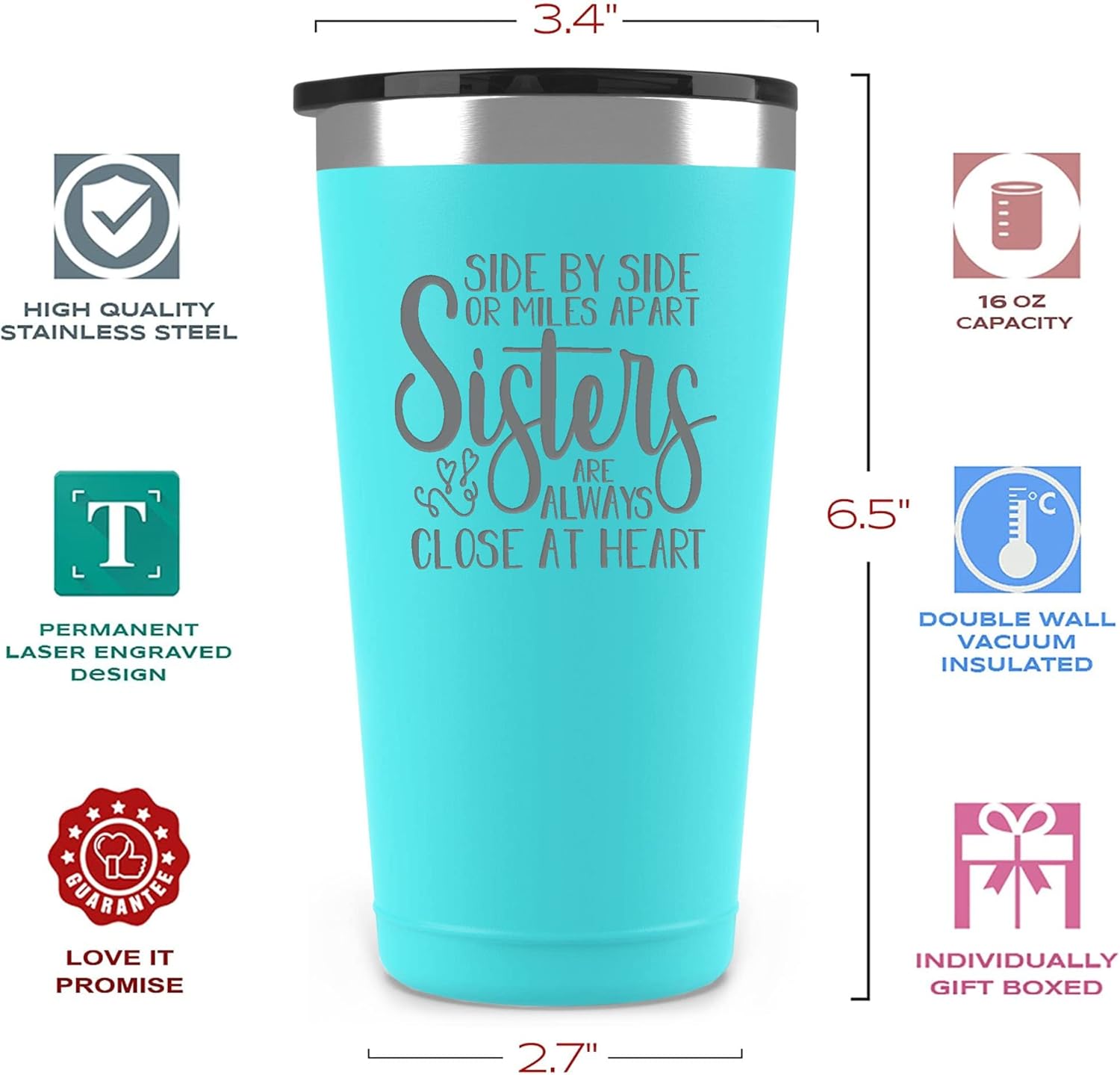 Crаzу Dеаlѕ Sister Birthday Gifts from Sister - Gifts for Sister - Sisters Are Always Close at Heart 16 oz Mint Tumbler - Little Sister, Big Sister Present Ideas from Sister for Birthday Sister Christmas Gifts Bеѕt Dеаl Sister Birthday Gifts from Sister - Gifts for Sister - Sisters Are Always Close at Heart 16 oz Mint Tumbler - Little Sister, Big Sister Present Ideas from Sister for Birthday Sister Christmas Gifts