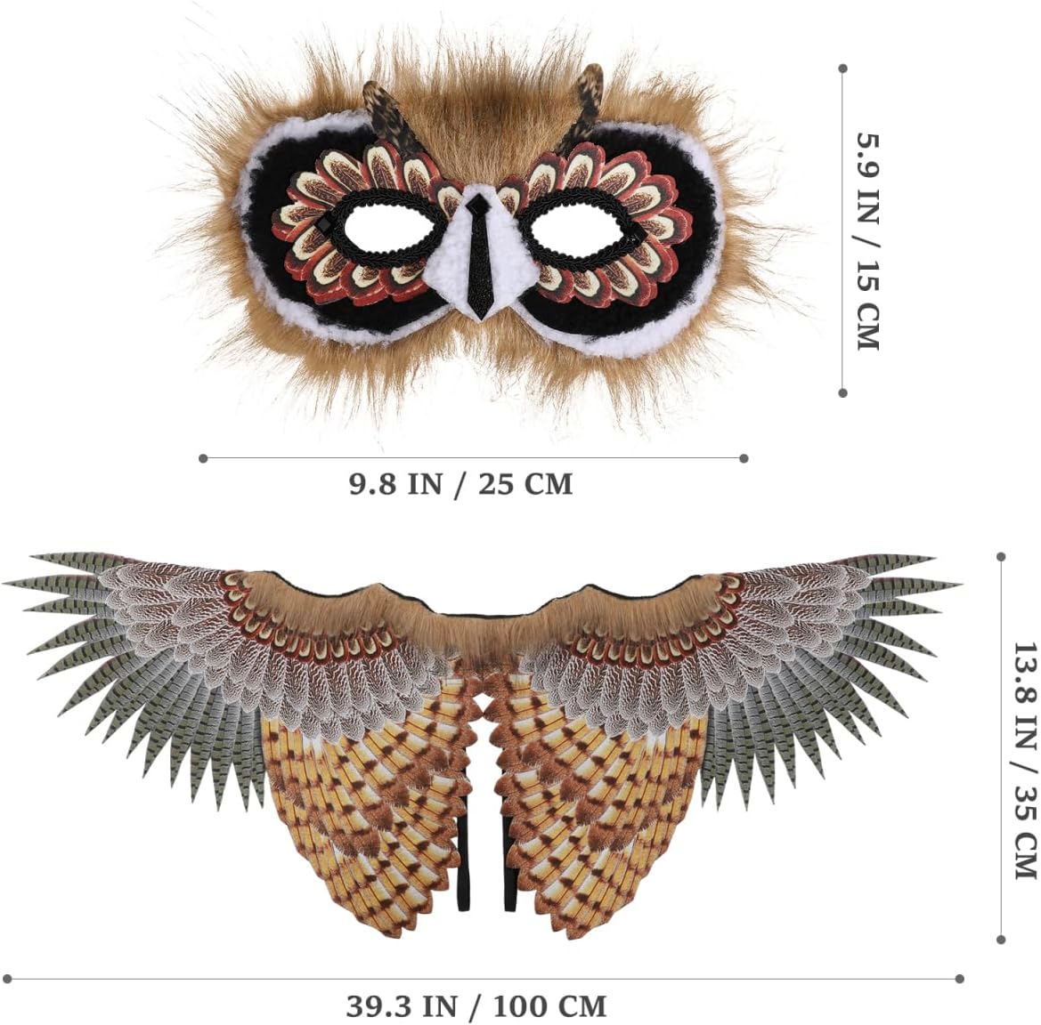 Toddmomy Owl Costume Set, Owl Wings Mask Bird Wing Eagle Hawk Cosplay Halloween Bird Costume Party Performance Prop for Kids Boys Girls