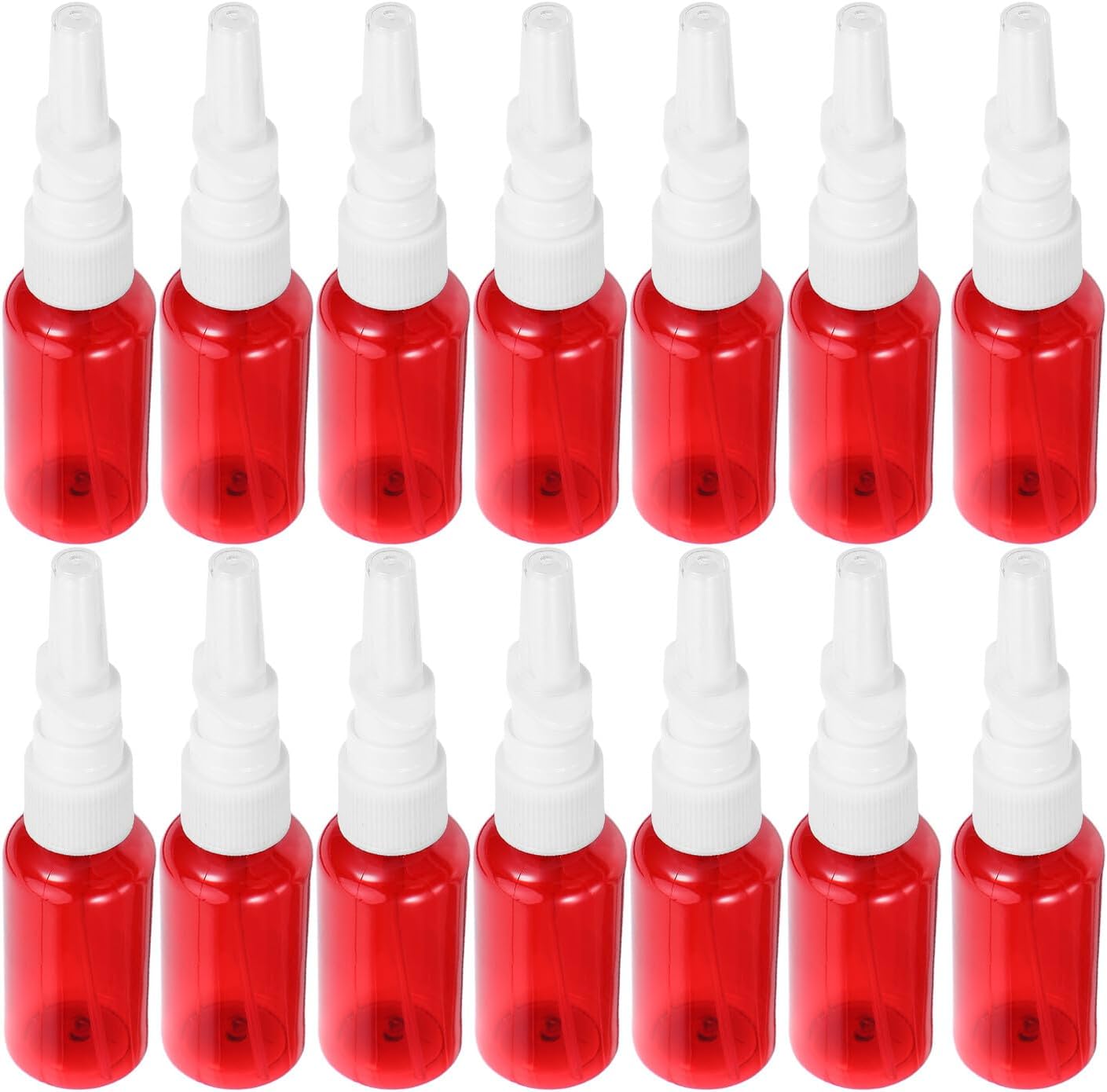 24Pcs 30Ml Red Plastic Nasal Spray Bottles with Pump Refillable Nose Mist Dispenser for Saline Irrigation Travel and Face Cleansing