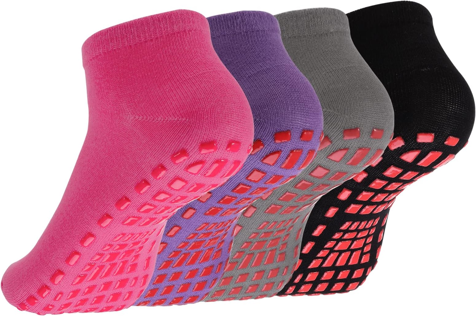 4 Pairs Non Slip Yoga Pilates Socks,Yoga Socks for Women&Men with Grips Anti Non Slip Slipper Socks for Ballet, Pilates, Hospital, Home, Barre