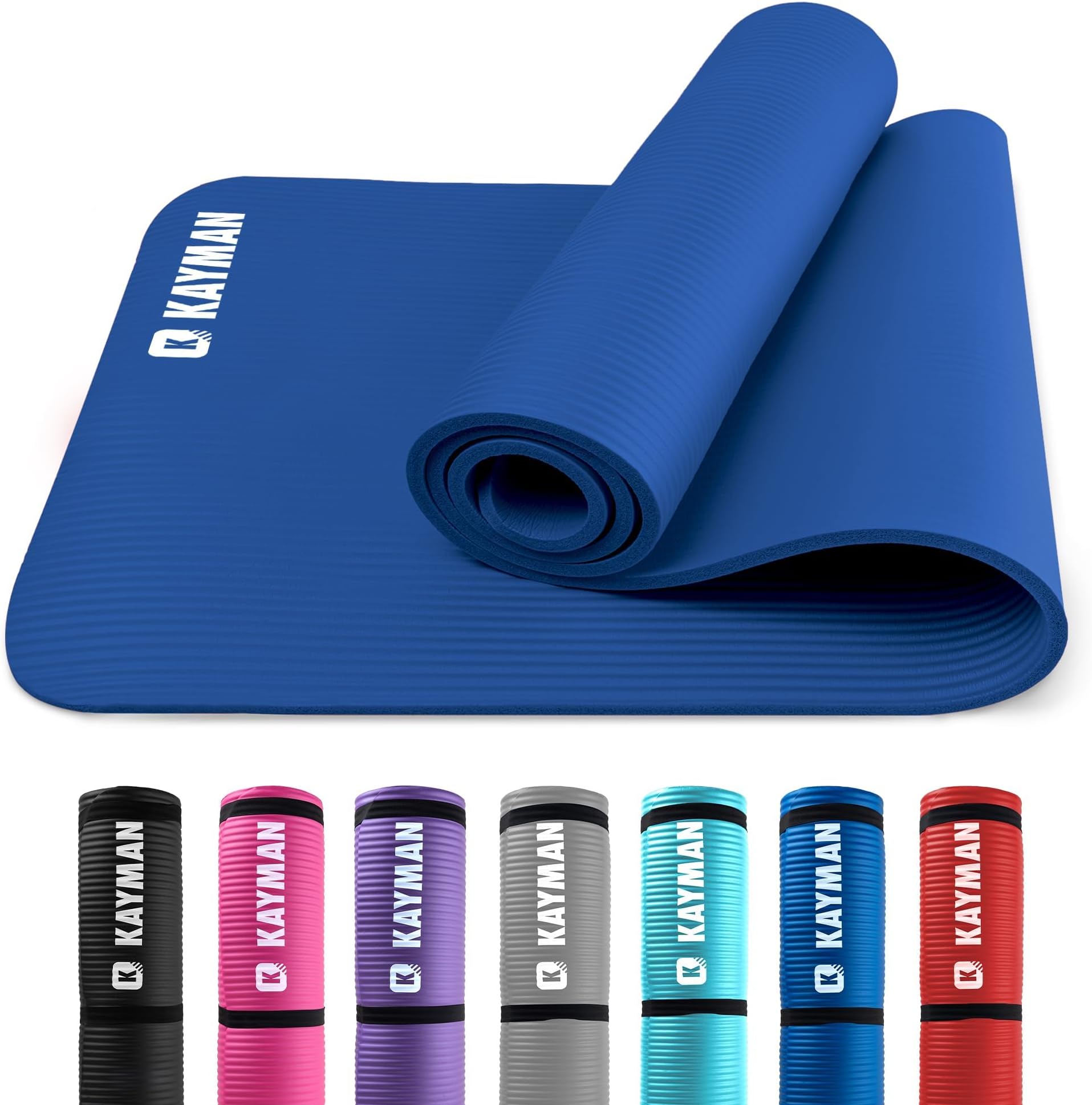 KAYMAN Yoga Mat – Multi-Purpose Extra Thick Foam Exercise Mats – Ideal Floor Mat for Pilates, Stretching, Resistance Workout & Therapy – Home & Gym Equipment Accessory