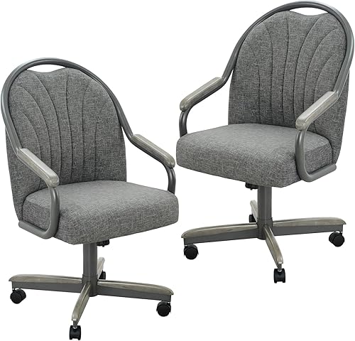 Miniatura 19 de Chromcraft Douglas Juego de 4 sillas de comedor casuales Sillas de comedor clásicas giratorias con inclinación con ruedas, sillas de madera con