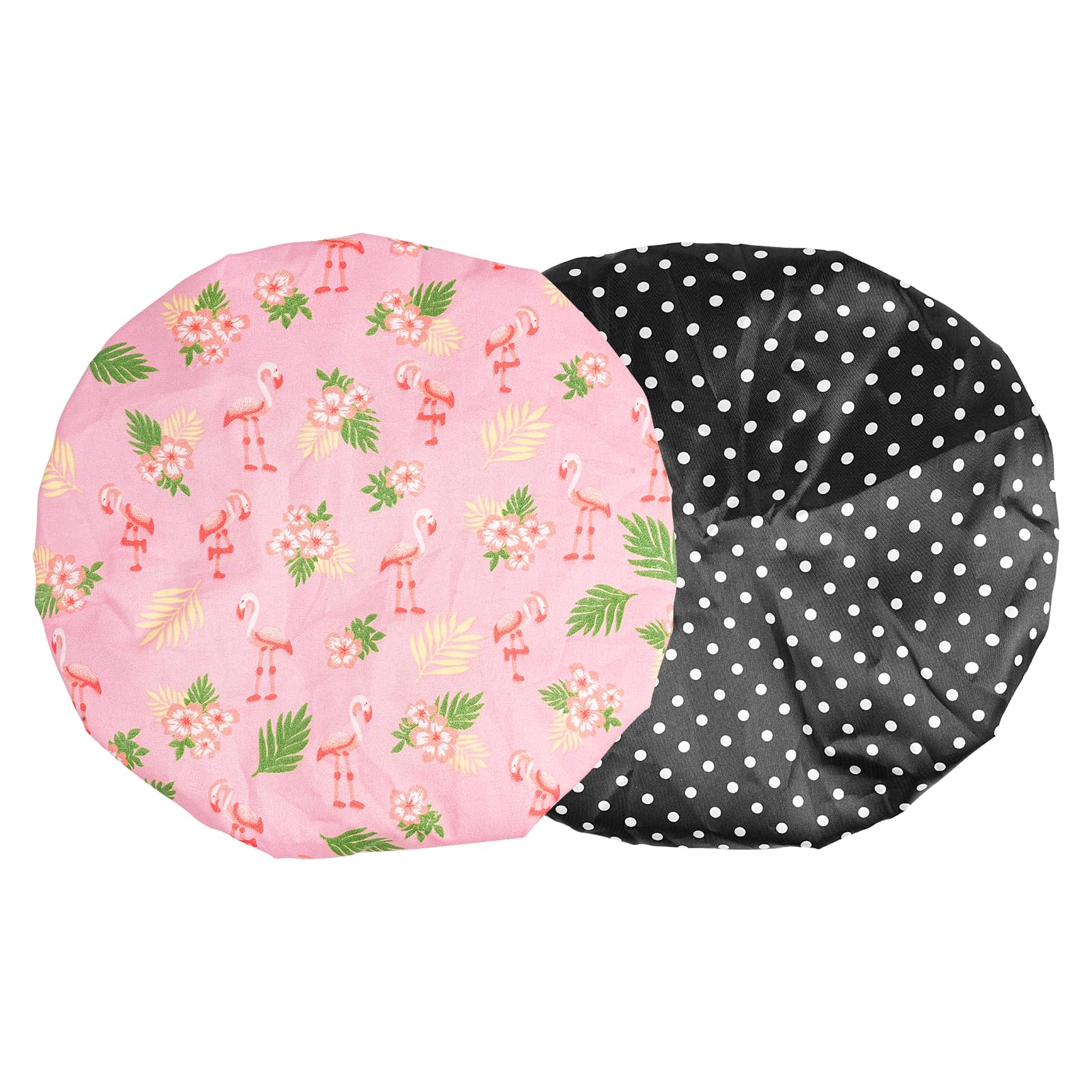 2 Packs Shower Caps for Women KissDate Waterproof Reusable Elastic Bath Cap Shower Cap for Women Long Hair Shower Spa Salon Accessories (Black - Image 2