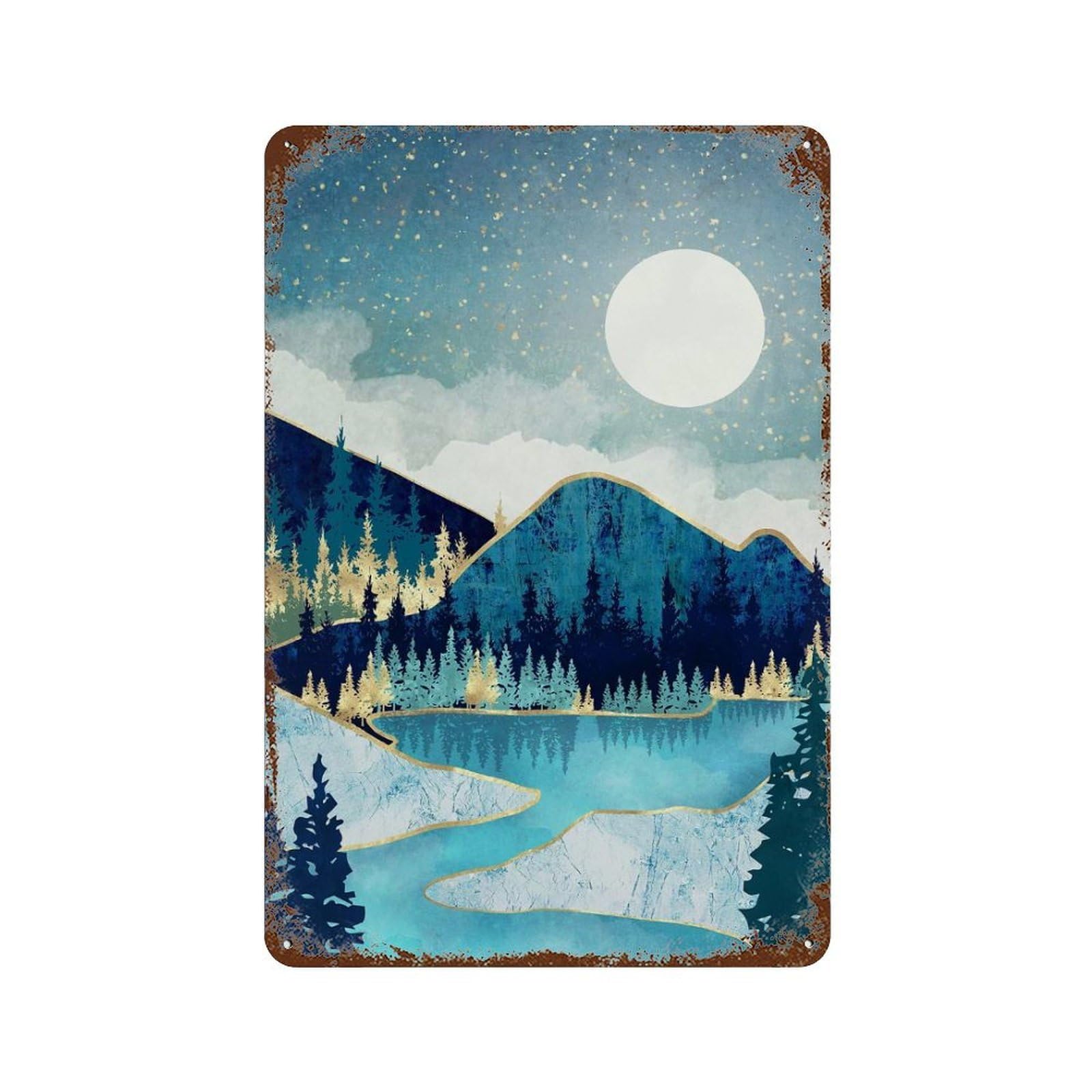 Decorative Tin Sign with Morning Stars Design 11.8"x7.9", for Farmhouse, Kitchen And Entryway Decor, Old School Wall Decor