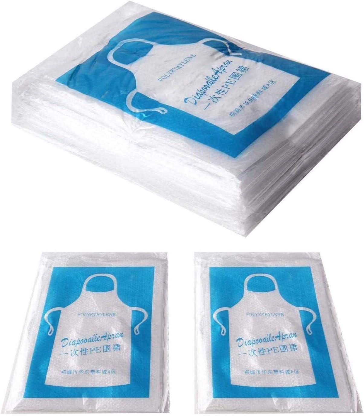 JIAKAI 23 x 37 inches Clear Polyethylene Waterproof Disposable Aprons For Cooking, Serving, Painting or Dish-Washing