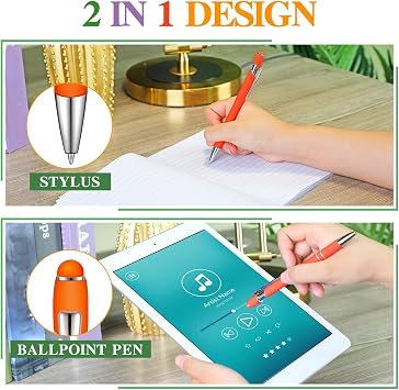Zonon 38 Pieces Rubberized Ballpoint Pen with Stylus Tip Stylish Metal Pen Capacitive Styli with Soft Rubberized Grip, Black Ink for Most Devices(Assorted Colors)