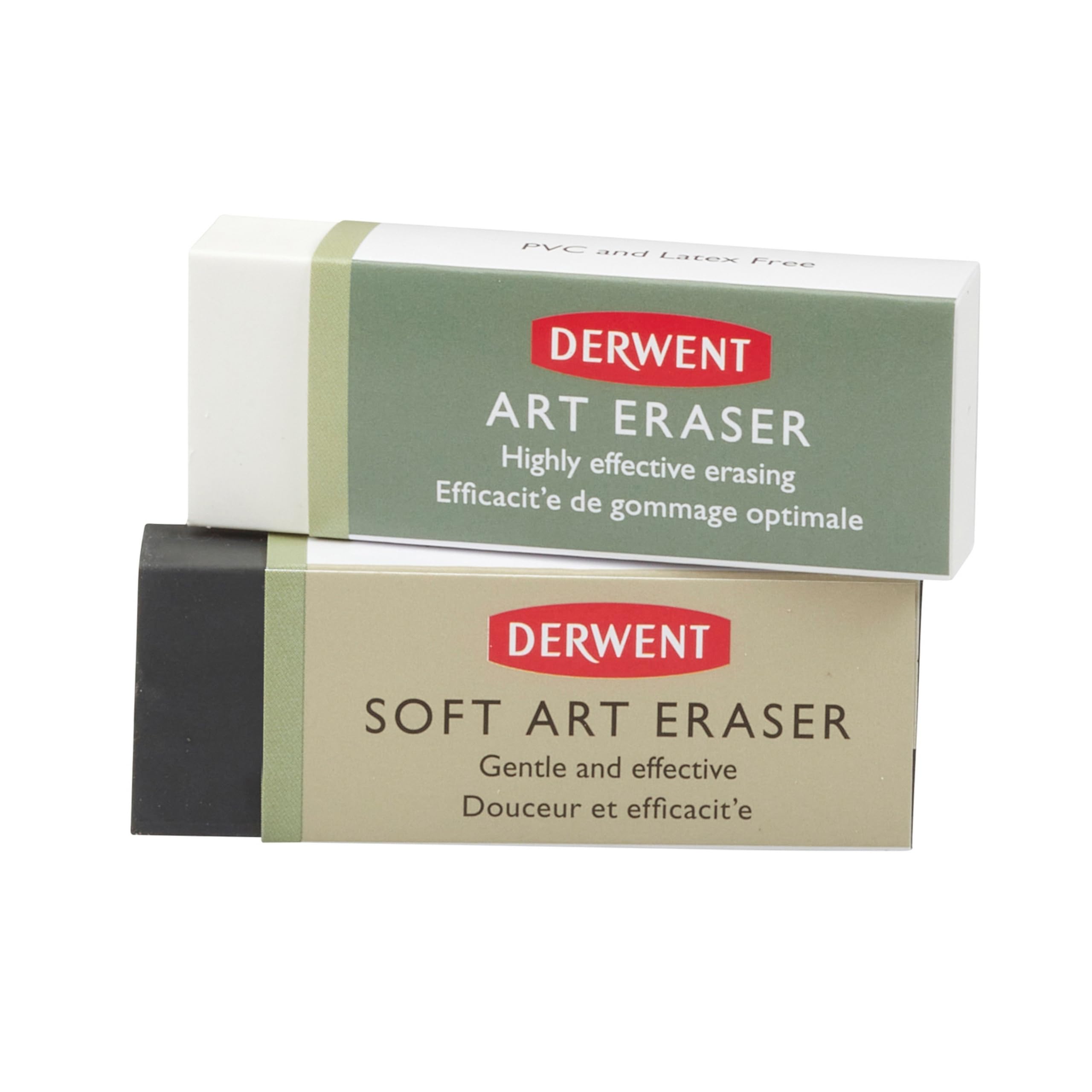 Derwent Goma de Borrar Gama Art Estándar y Blanda, Set de 2 unidades, Calidad Profesional, 2301963
