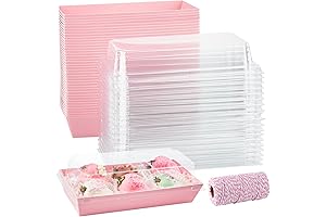 Adorable 50-Pack Charcuterie Boxes with Clear Lids for Valentine's Day Strawberry Delights