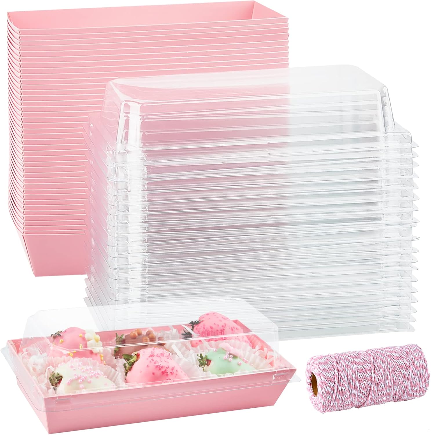 ZORRITA 100 Pack Paper Charcuterie Boxes with Clear Lids