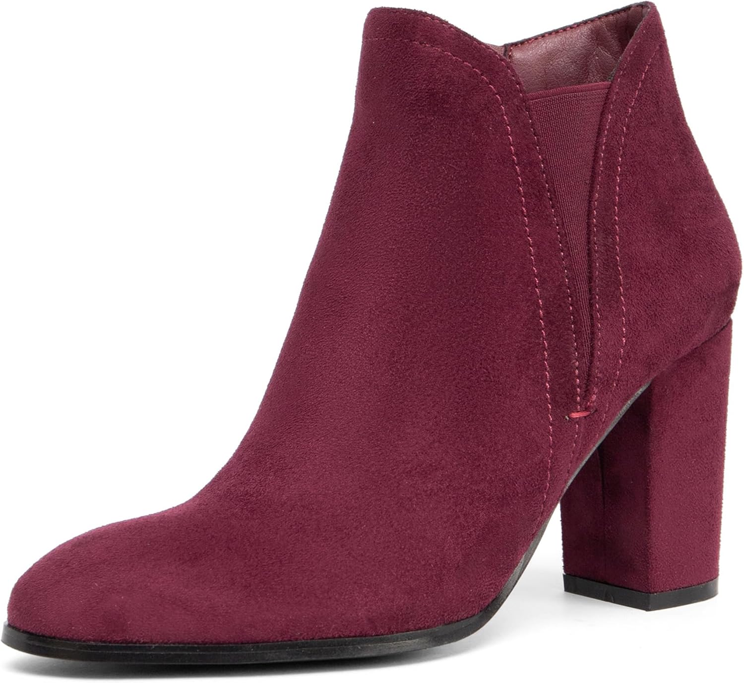 NEWBELLA Women's Suede Ankle Boots - Pointed Toe Chunky Heel Vintage Dress Booties
