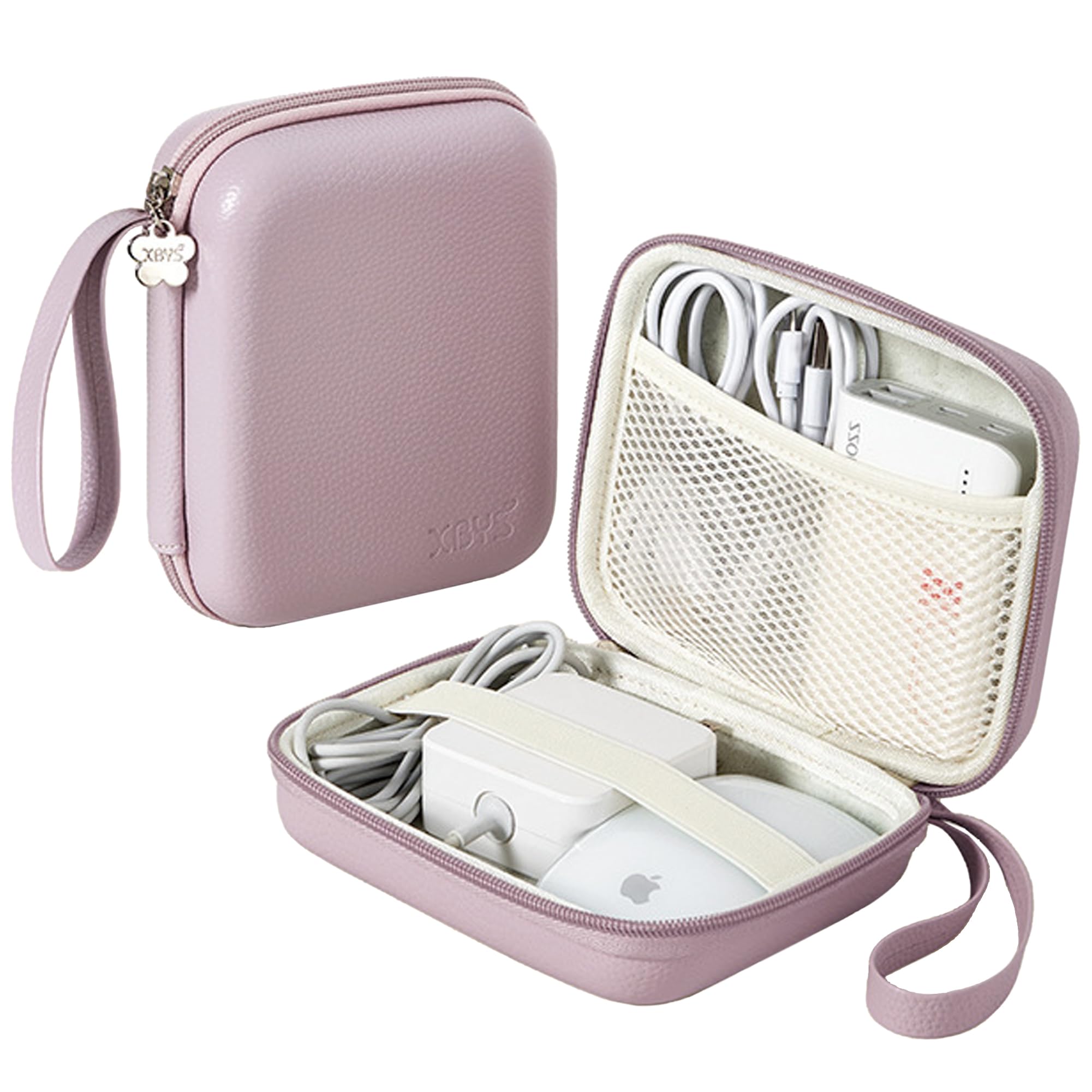 Linpr Universal Kabeltasche, Tragbare Elektronik Zubehör Tasche, Kleine ReiseKabelorganizer für Elektronik Zubehör, MacBook-Netzadapter, Ladekabel, USB-Stick, Powerbank (Lila, L)