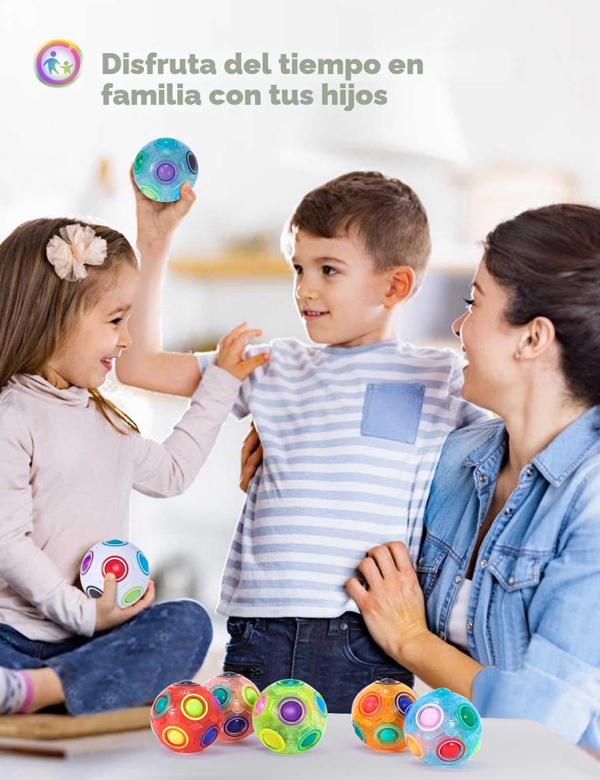 ROXENDA Rainbow Ball Magic Ball, Juego de Habilidad Bola de Rompecabezas - Cerebro Teaser y Bola de Estrés para Niños y Adultos (Blanco)