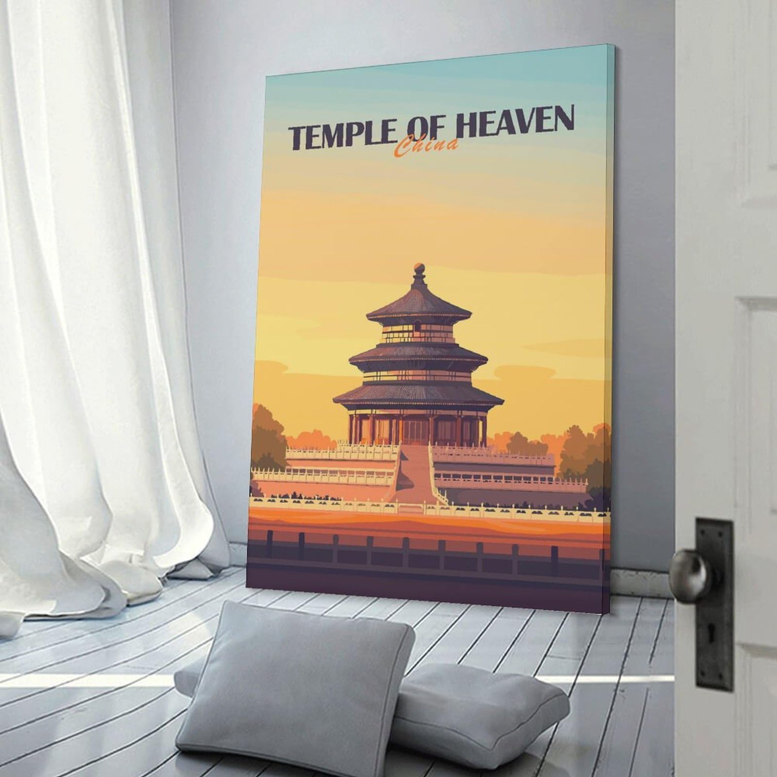 Junmoney Frame-Style-17 Wall Picture Print Temple Of Heaven, China, 16X24inch(40X60cm), For Wall Displays, Bedrooms Or Room Updates, Wall Decor Suited To Curated Displays