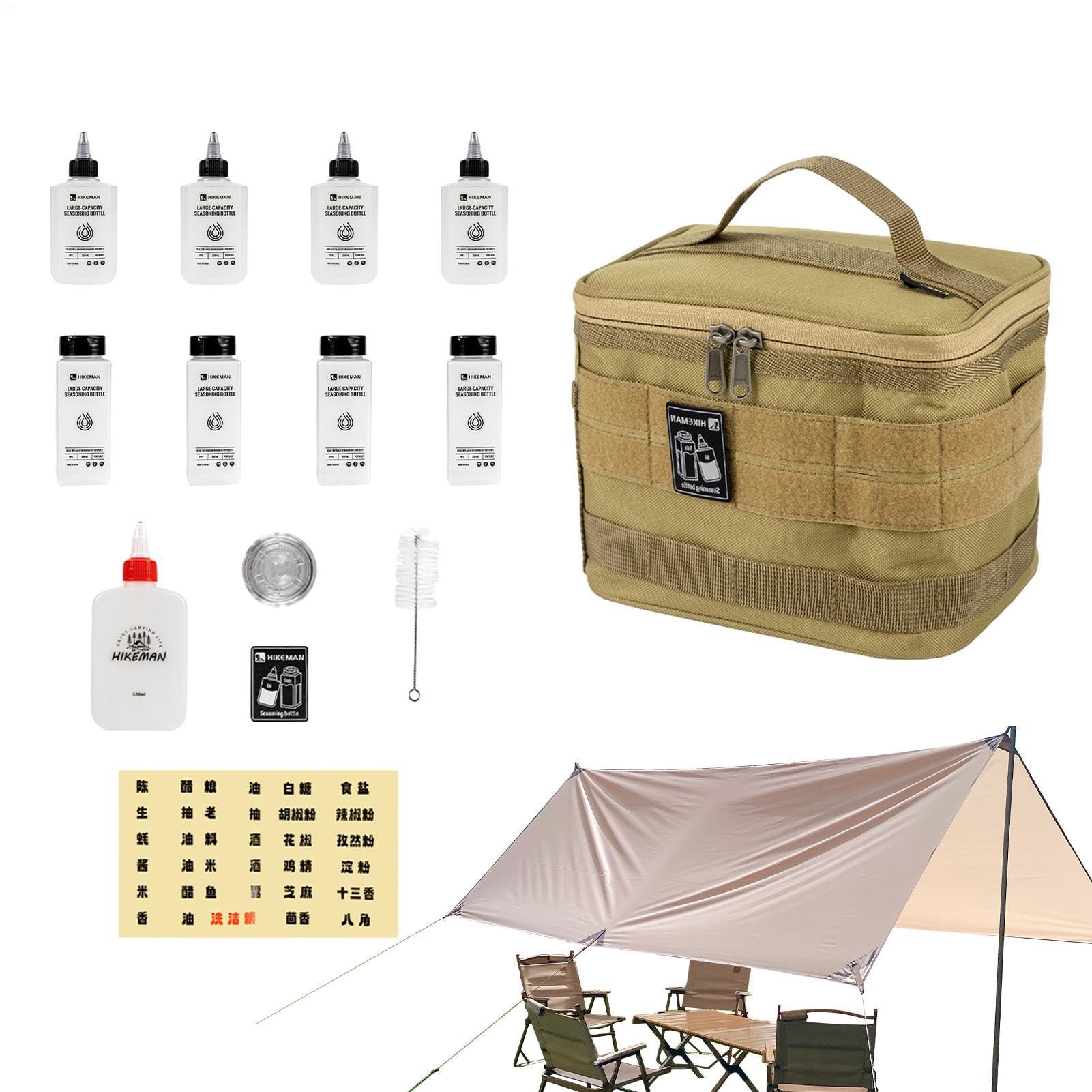 Genérico Gewürzbehälter | Camping-Gewürzflasche | 14 Flaschenbehälter mit | Rührstäbchen zur Aufbewahrung von Gewürzen und Gewürzpulver.