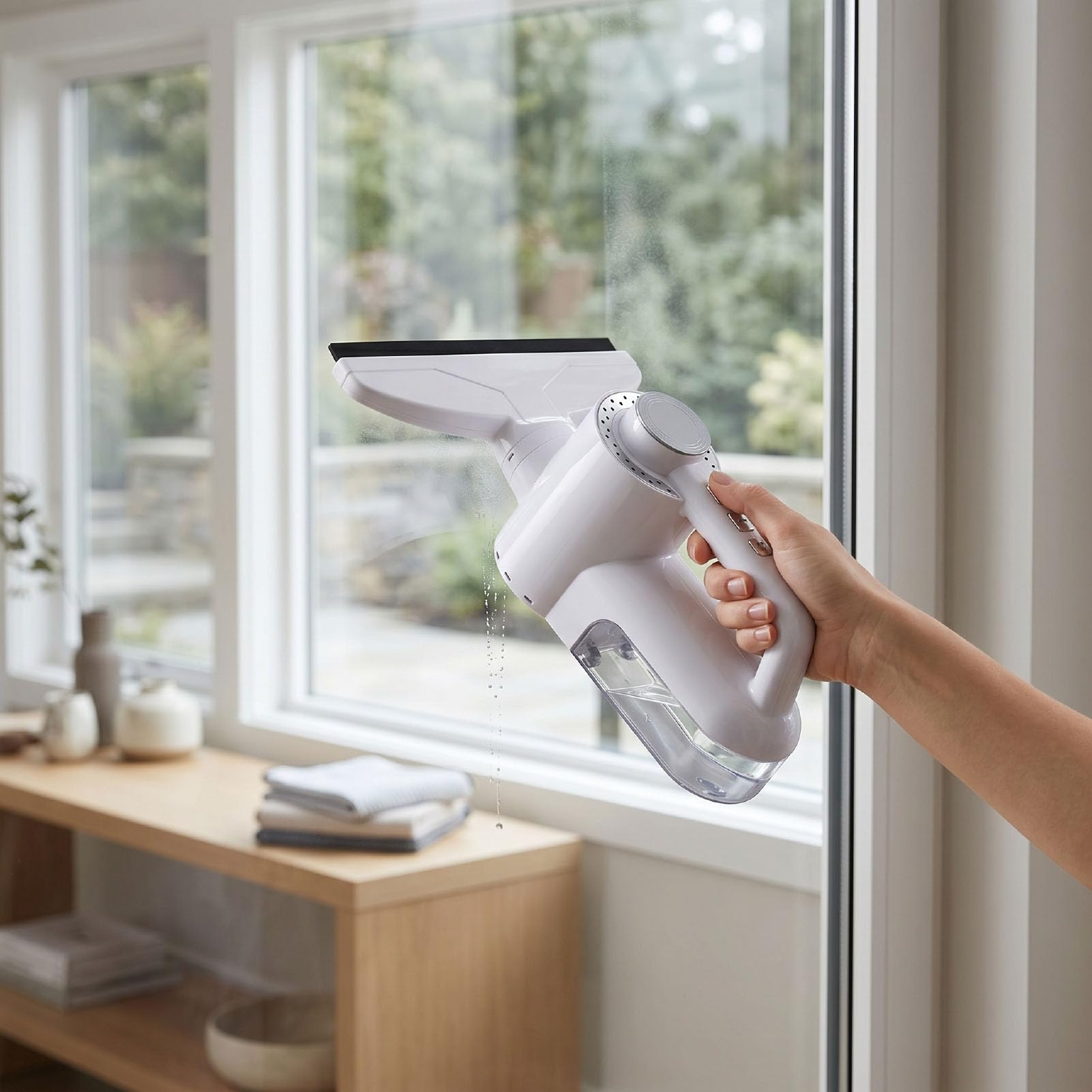 Fafeicy Aspirador de Ventanas Inalámbrico, Escobilla de Goma Recargable de Mano