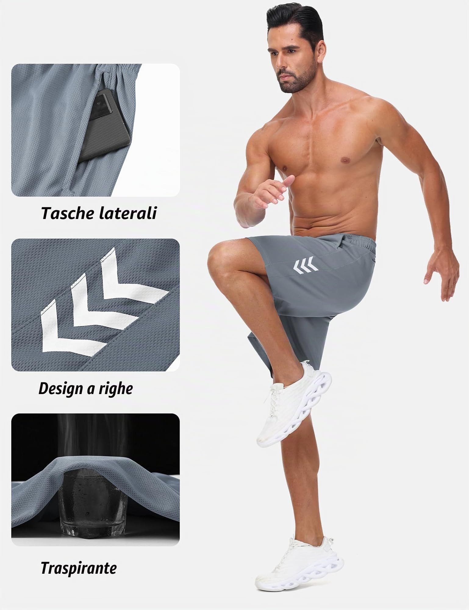 Sportivi Pantaloncini Palestra Corsa Pantaloncini Asciugatura Rapida Estiv Shorts Traspirante Tasca