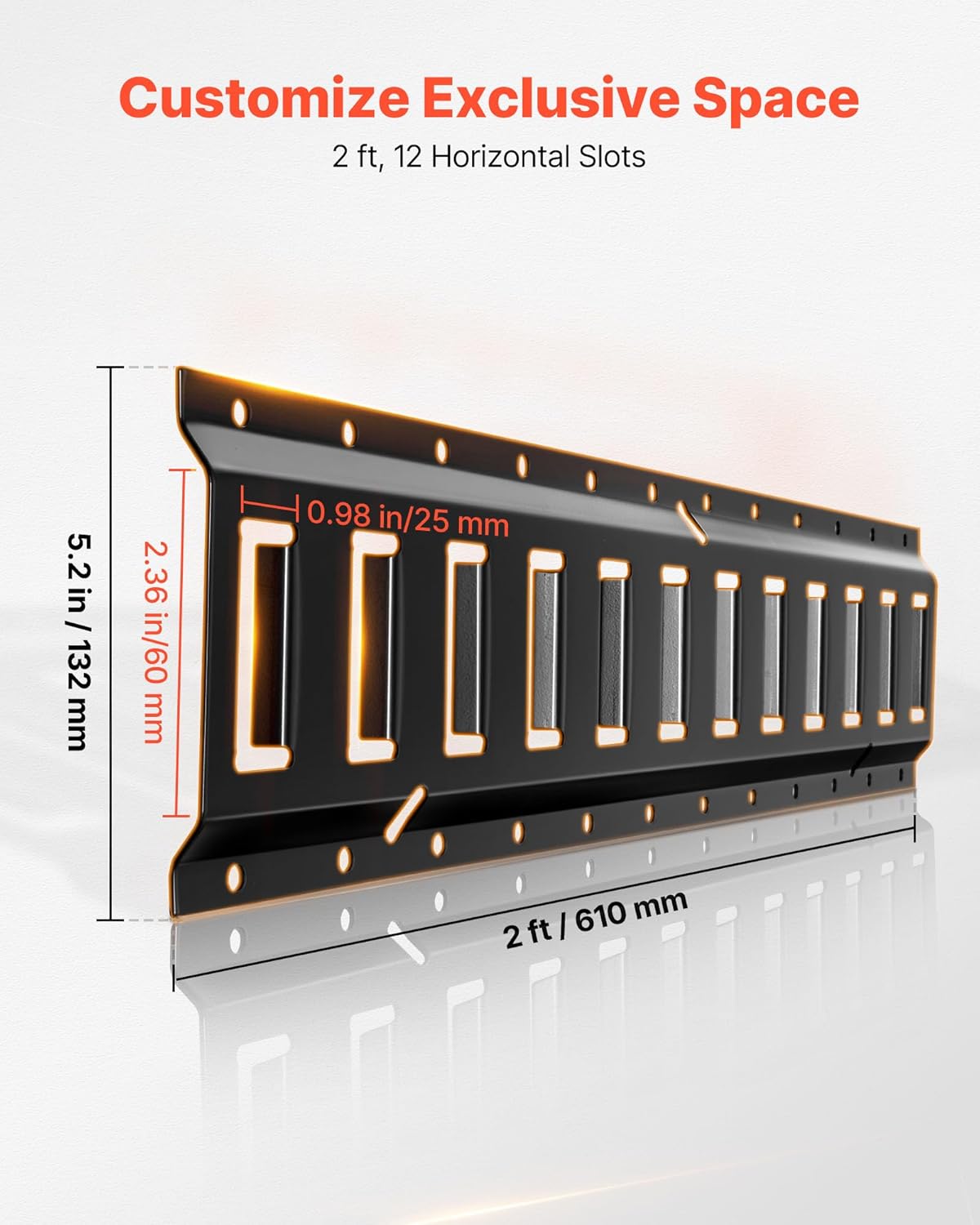 VEVOR E-Track Tie-Down Rail Kit, 4 Pack 2 ft E Track Rails, 20 Pcs Includes 2 Ratchet Straps & 4 O-Rings & 4 Tie-Offs with D-Ring & 2 Single Slots & 8 End Caps, Fit for Garages Vans Trailers - Image 4