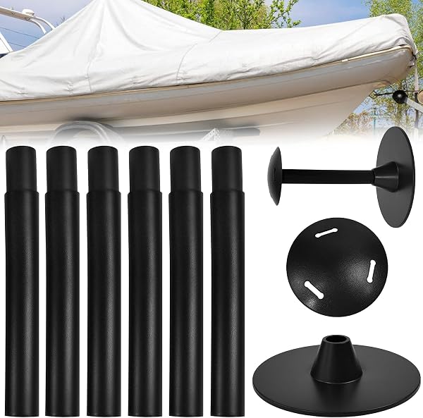 Xygobla Palo di Supporto per Telo Copertura Barca, Regolabile da 30 cm a 137 cm, Palo di Supporto per Coperture da Giardino con 6 Barre di Estensione, Palo di Supporto per Coperture di Barche per - 1