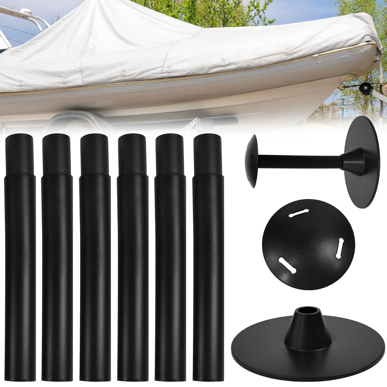 Xygobla Boat Cover Support Pole,Adjustable 12" to 54" Patio Furniture Cover Support Pole with 6 Extension Rods,Support Pole for Boat Cover for Chairs, Sofas, and Tables,Prevent Water Accumulation