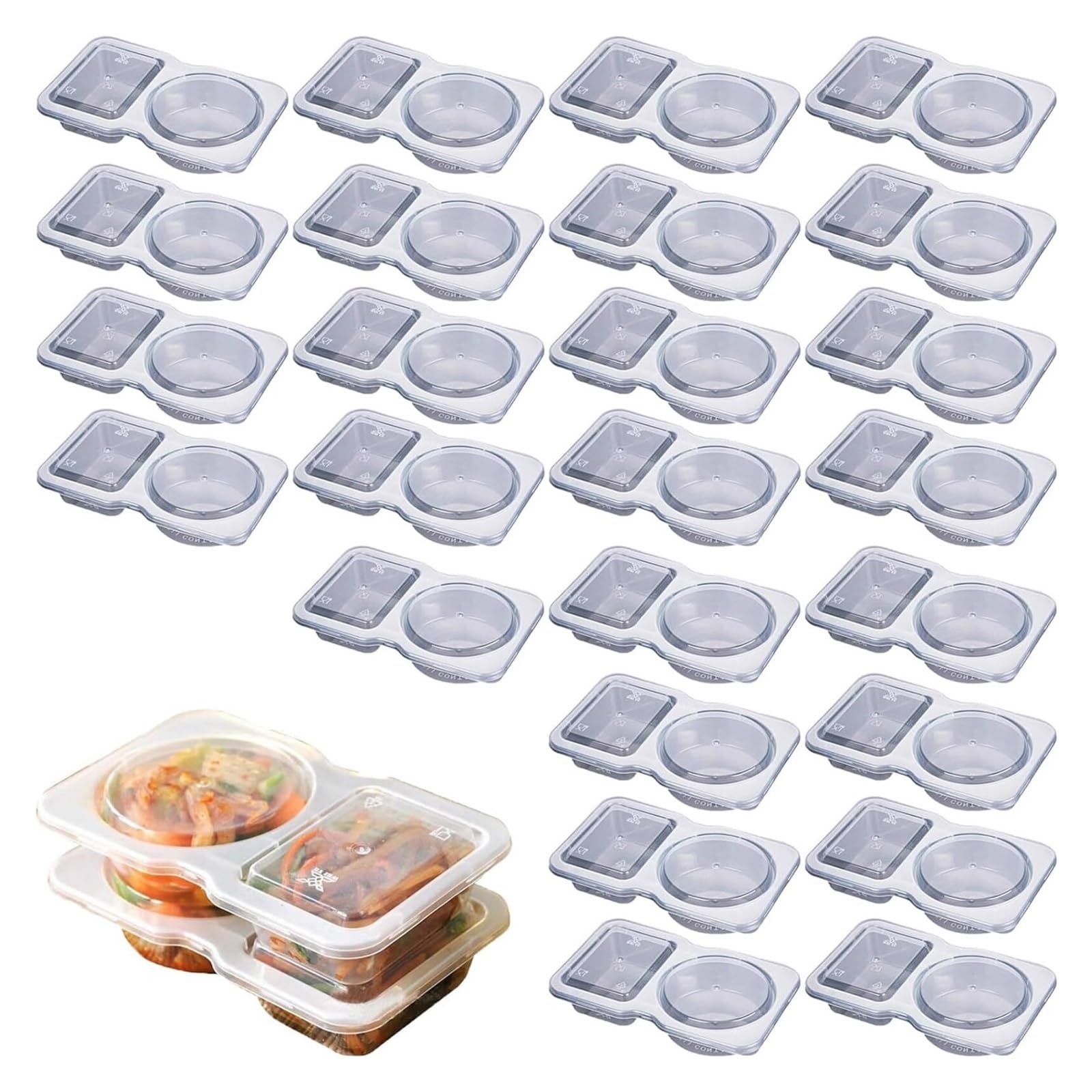 Clarture 15 Pcs Double Compartment Snack and Seasoning Container Set - Versatile Storage for Outdoor and Daily Use