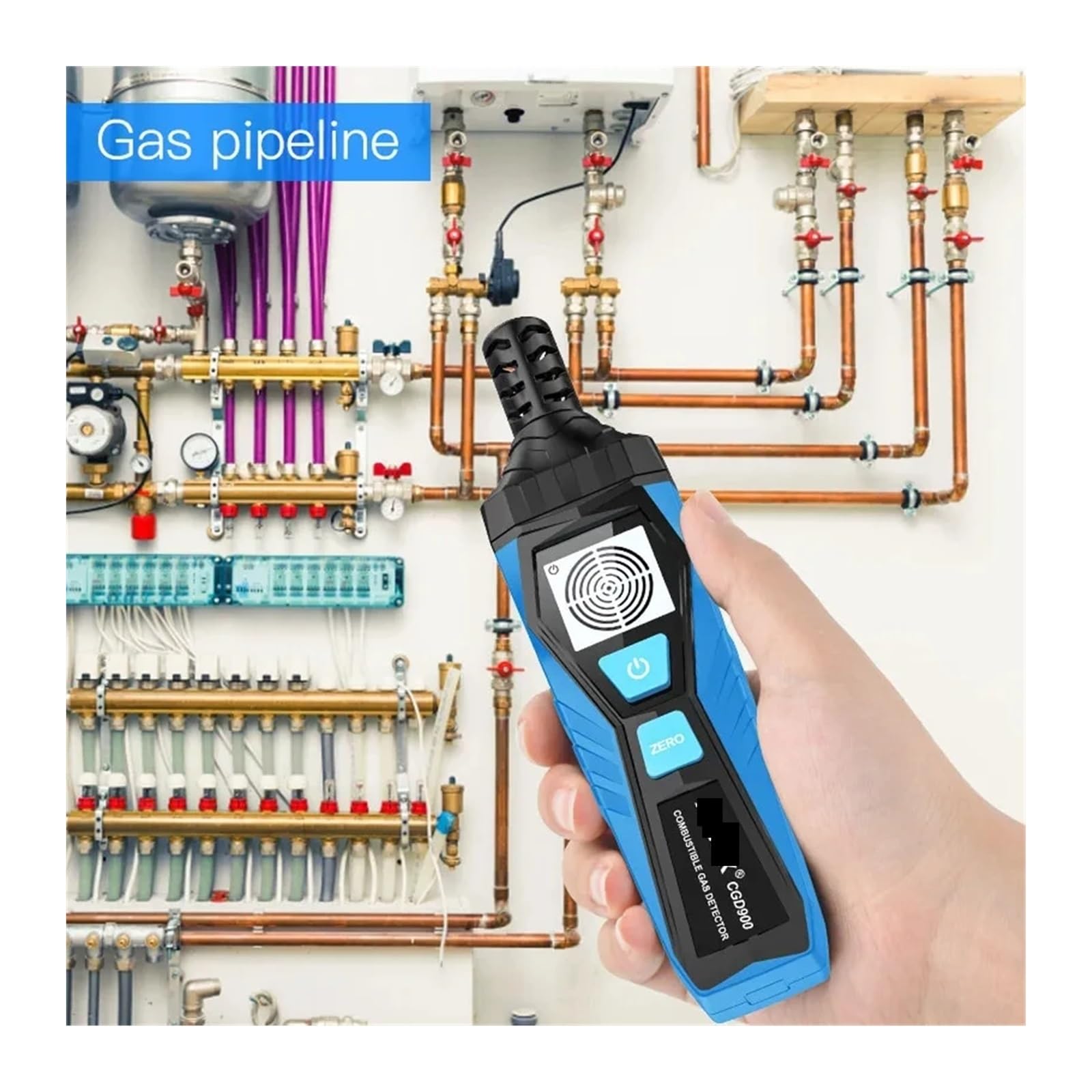 Rilevatore di gas, Rilevatore di perdite gas con LCD CGD900, allarme sonoro e schermo, 0-1000 ppm, rilevatore combustibili, infiammabili, naturali, metano, mini per lavoro, casa